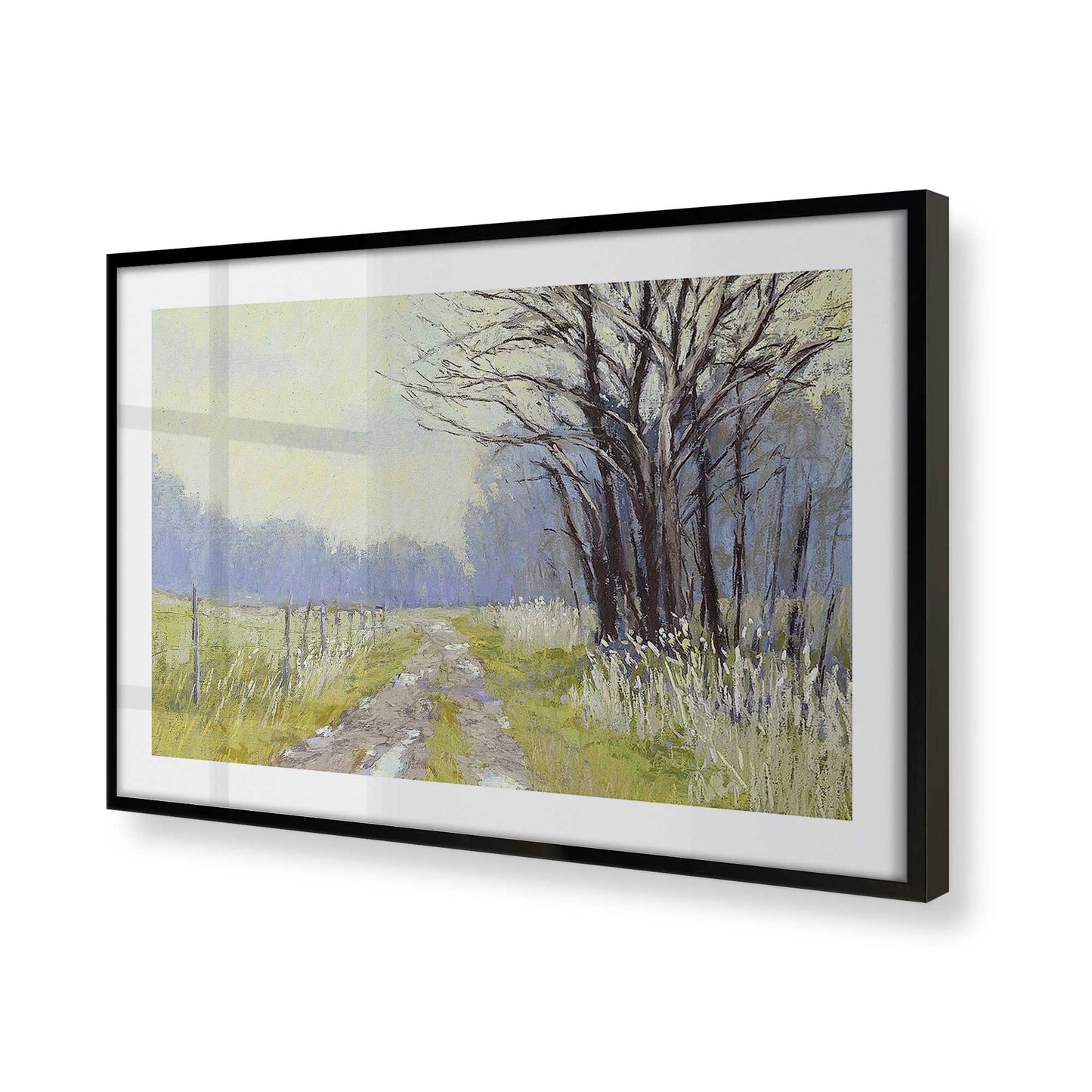 [Color:Satin Black], Picture of art in a Satin Black frame at an angle