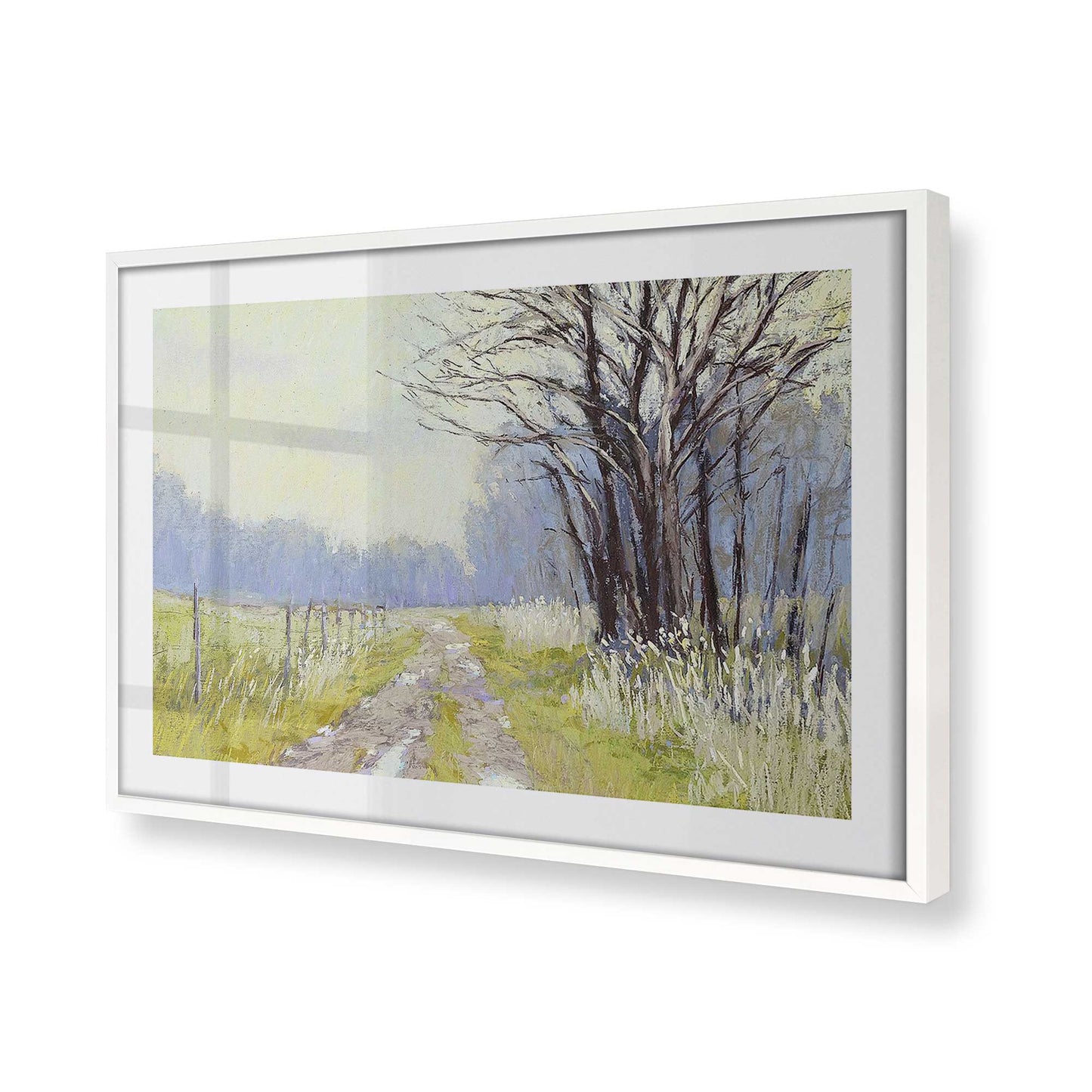 [Color:Opaque White], Picture of art in a Opaque White frame at an angle