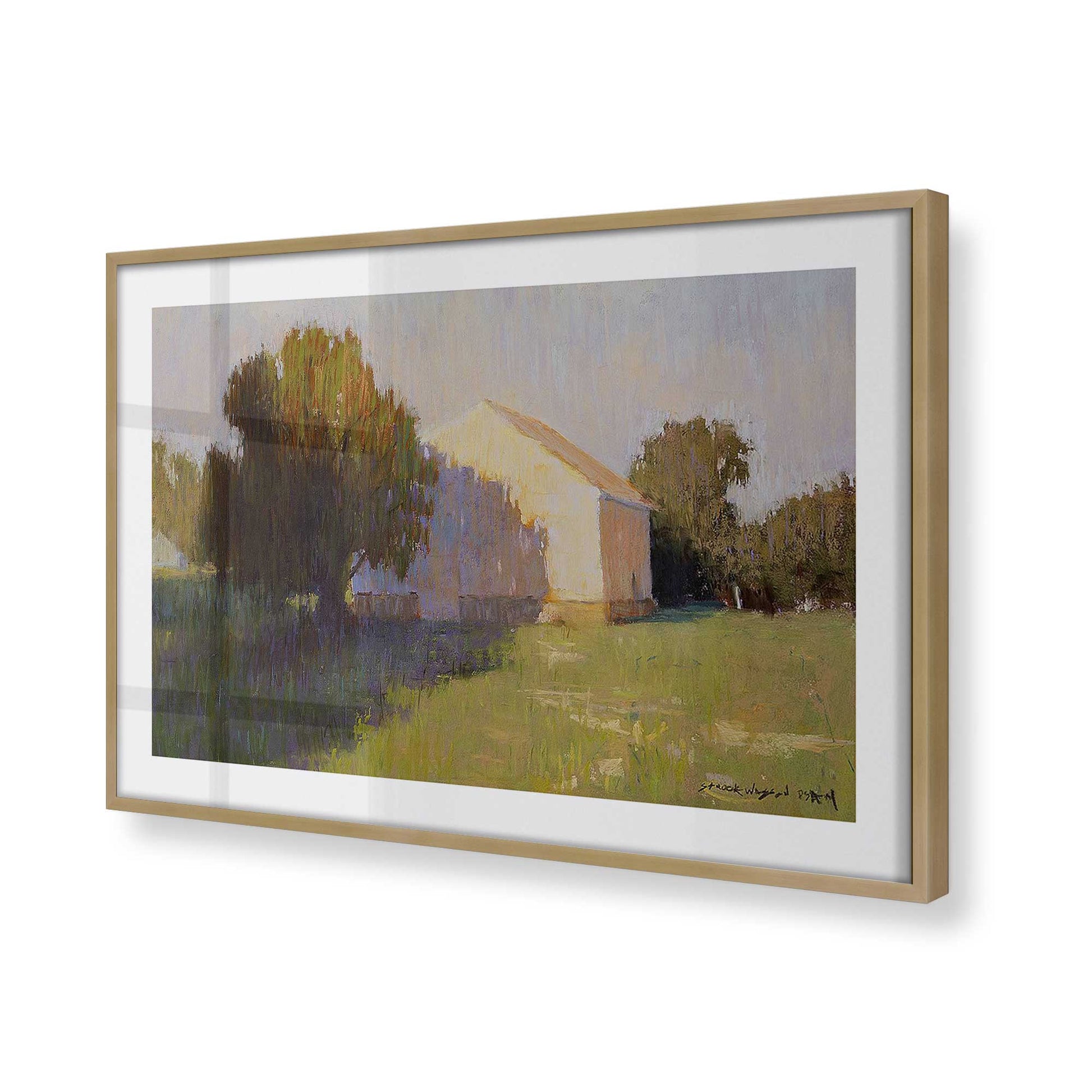 [Color:Brushed Gold], Picture of art in a Brushed Gold frame at an angle