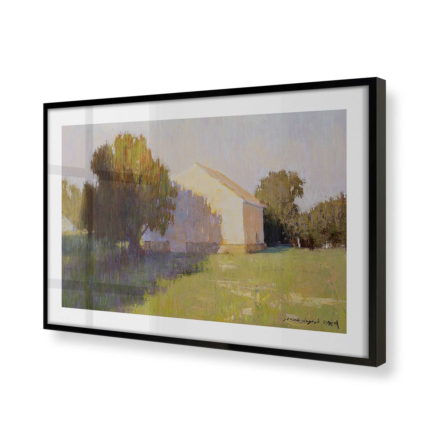 [Color:Satin Black], Picture of art in a Satin Black frame at an angle