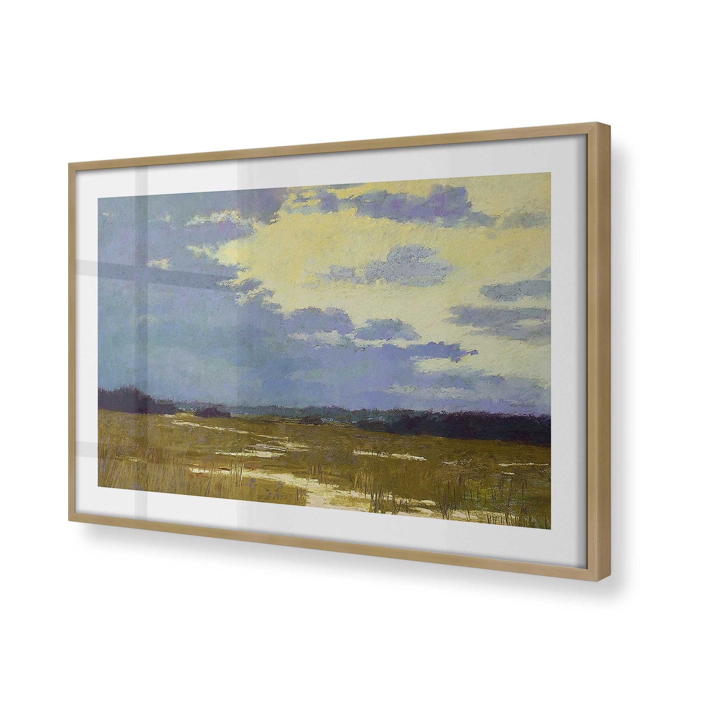 [Color:Brushed Gold], Picture of art in a Brushed Gold frame at an angle
