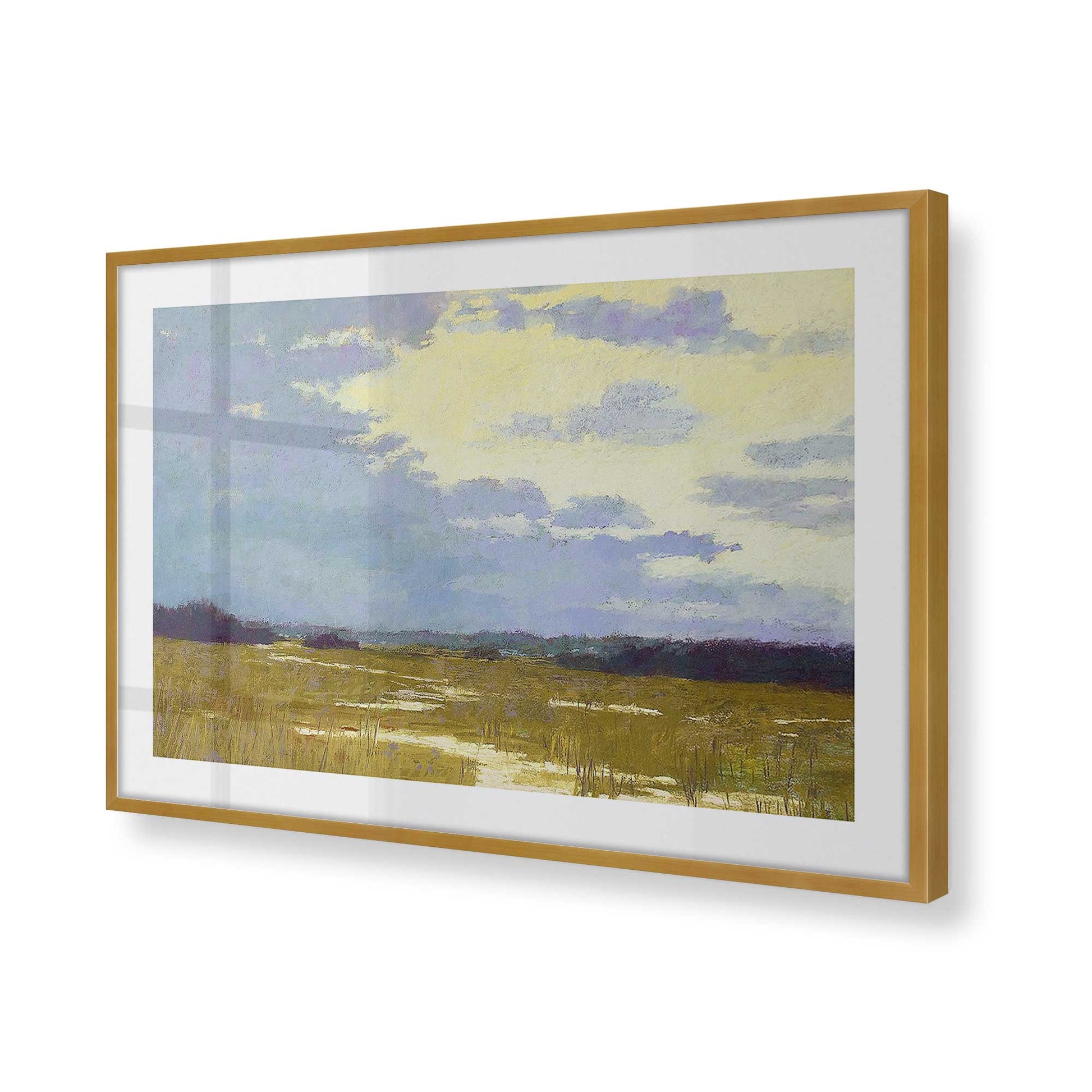 [Color:Polished Gold], Picture of art in a Polished Gold frame at an angle