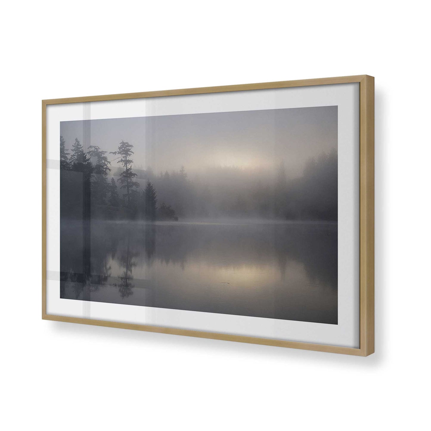 [Color:Brushed Gold], Picture of art in a Brushed Gold frame at an angle