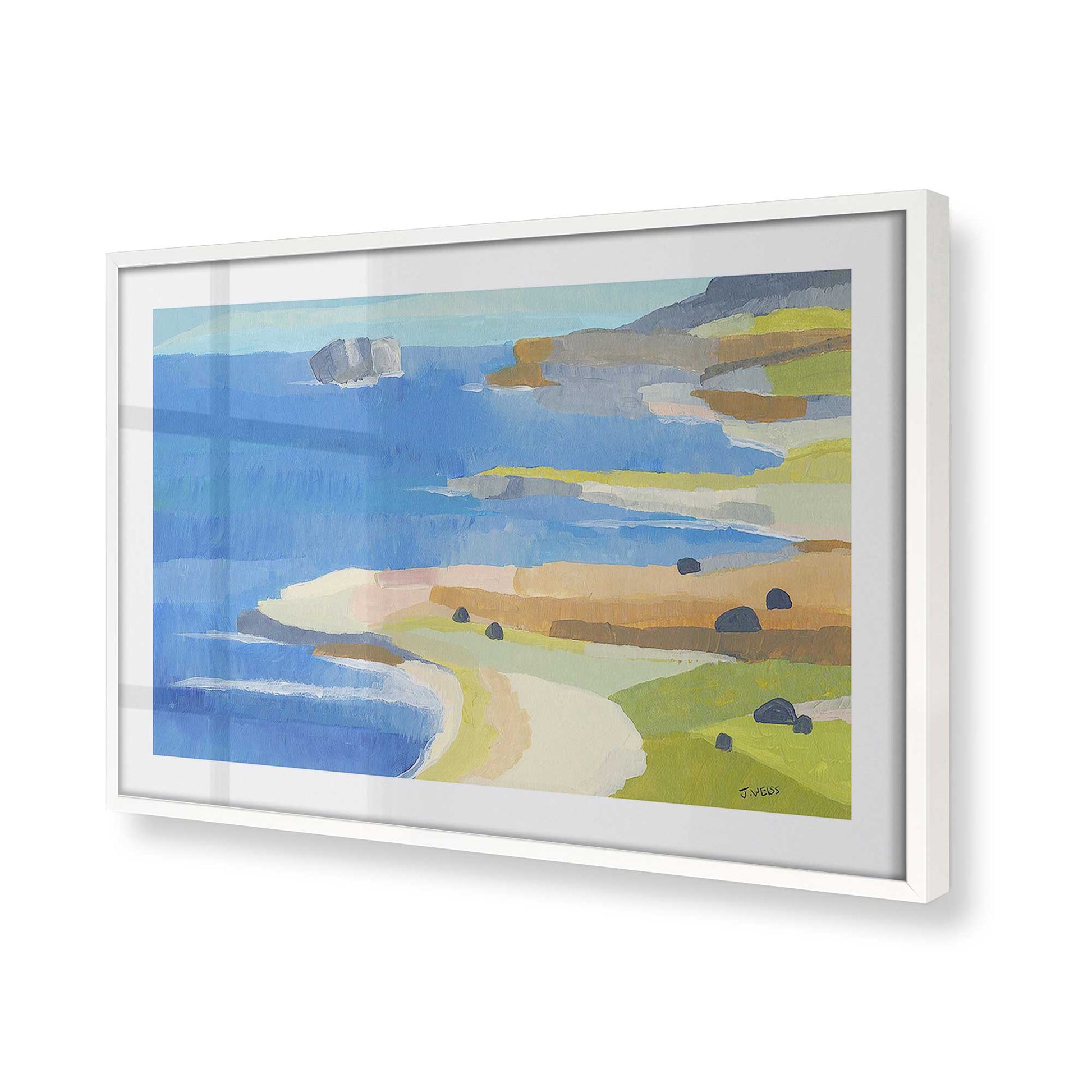 [Color:Opaque White], Picture of art in a Opaque White frame at an angle