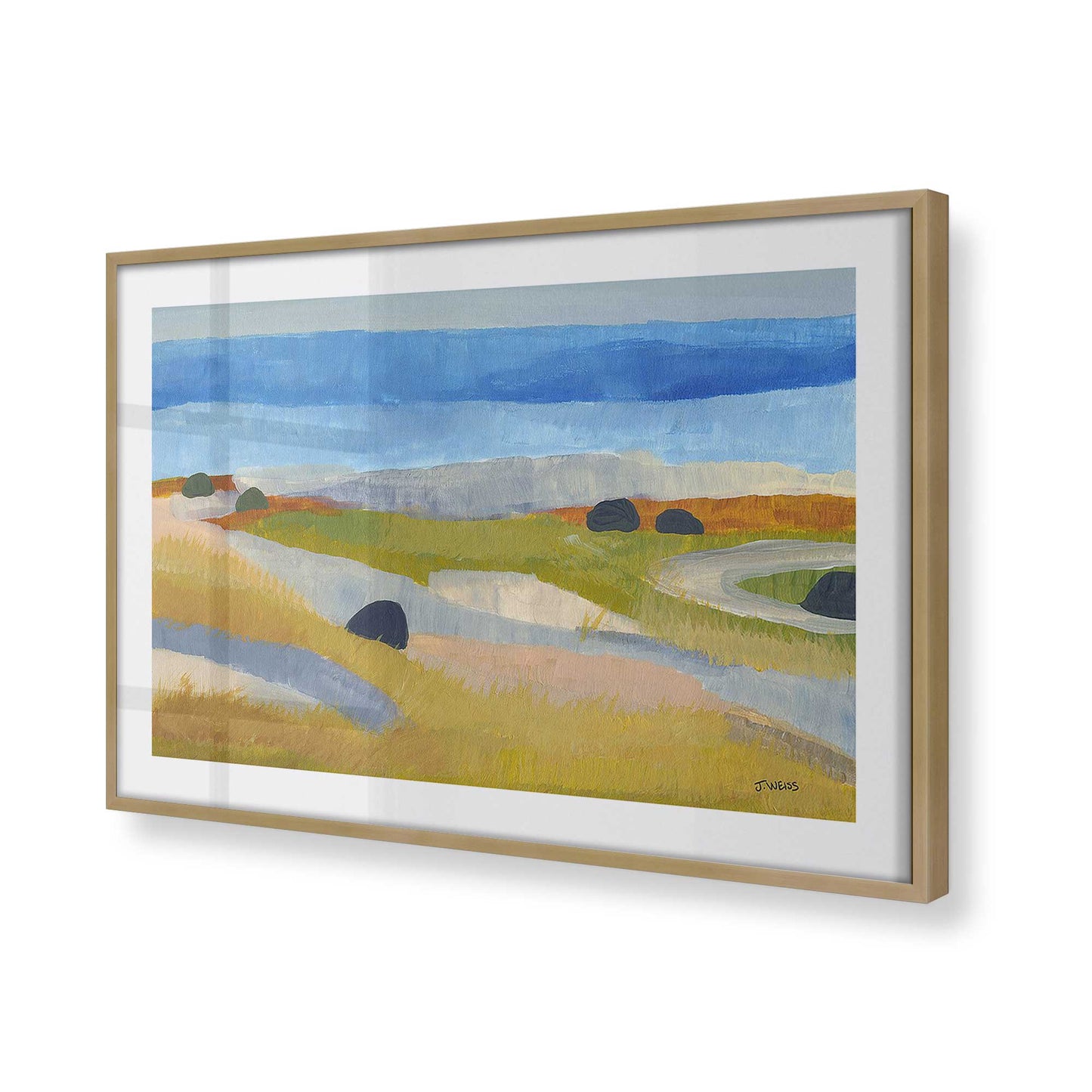 [Color:Brushed Gold], Picture of art in a Brushed Gold frame at an angle