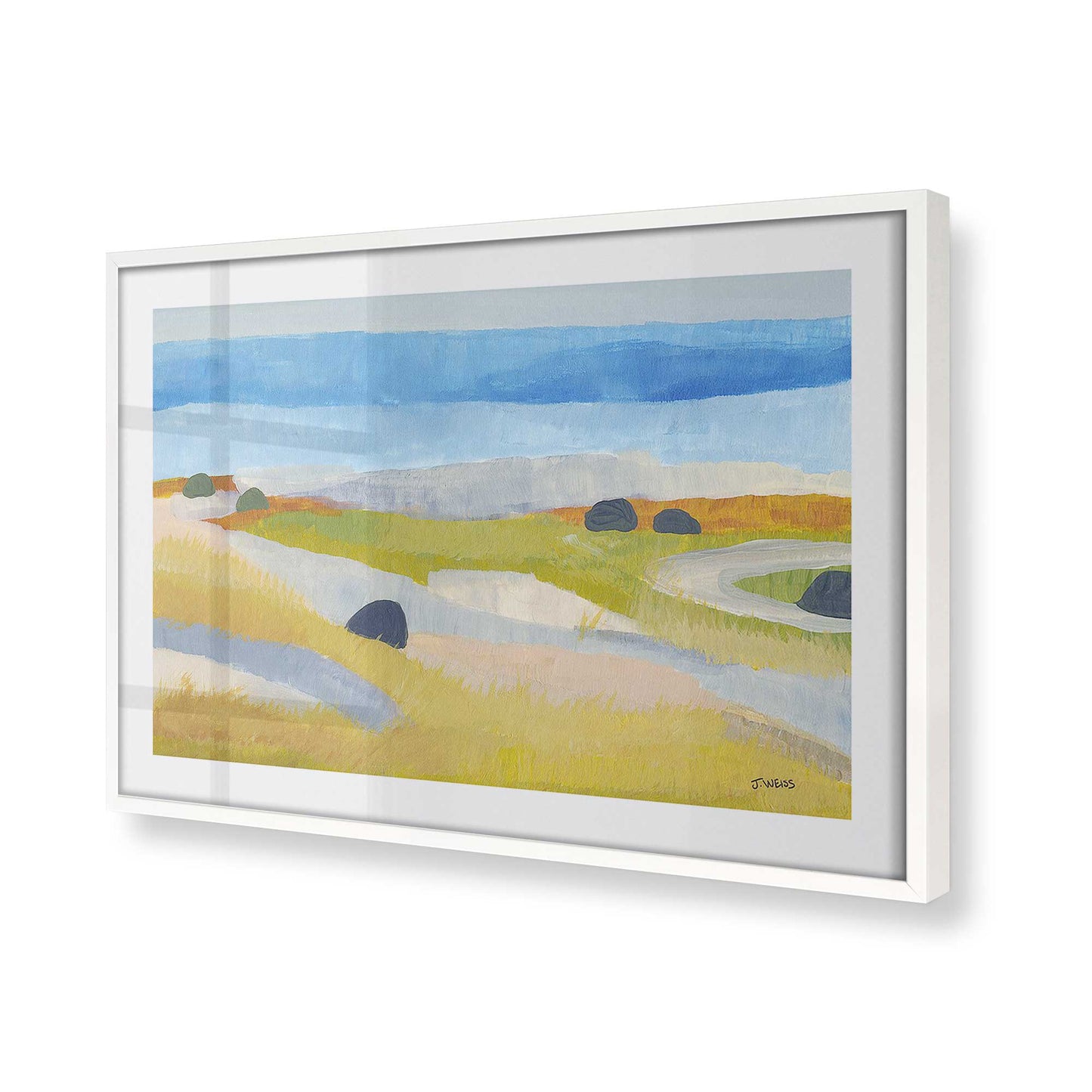 [Color:Opaque White], Picture of art in a Opaque White frame at an angle