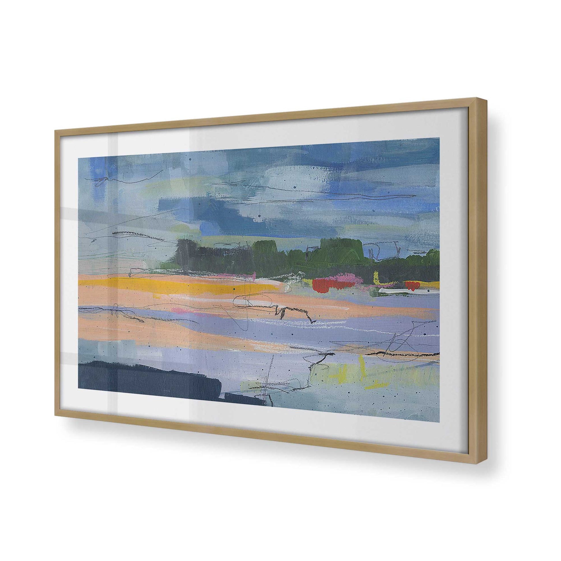 [Color:Brushed Gold], Picture of art in a Brushed Gold frame at an angle