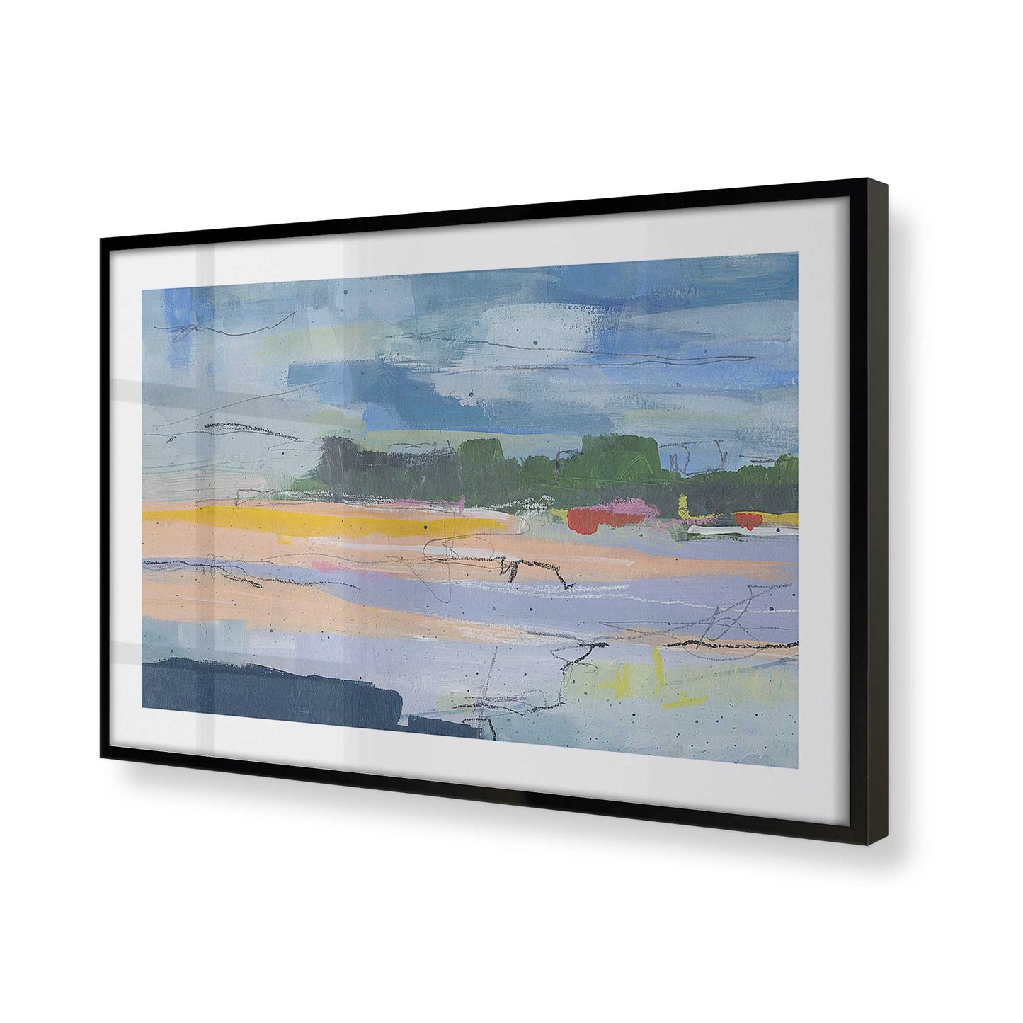 [Color:Satin Black], Picture of art in a Satin Black frame at an angle