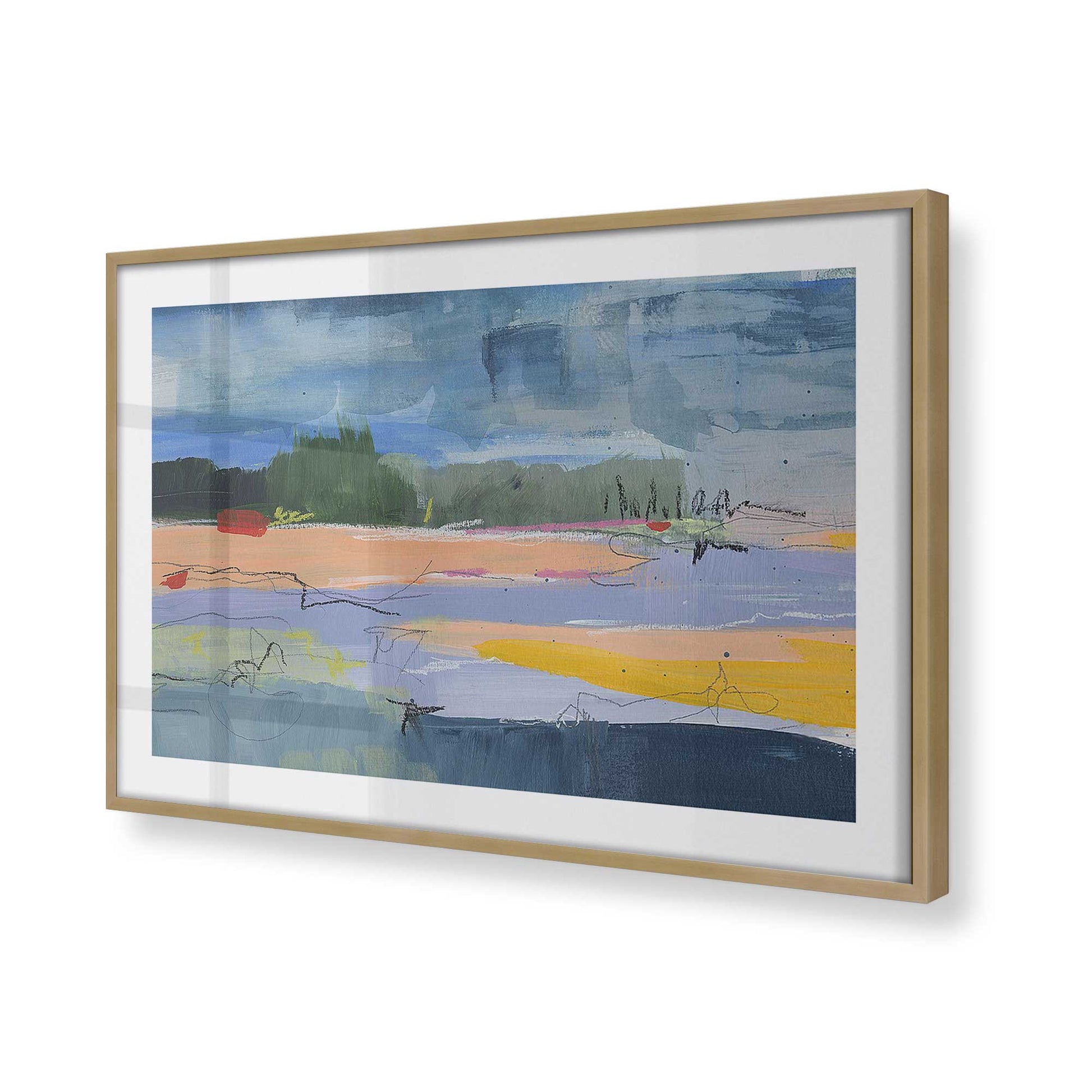 [Color:Brushed Gold], Picture of art in a Brushed Gold frame at an angle