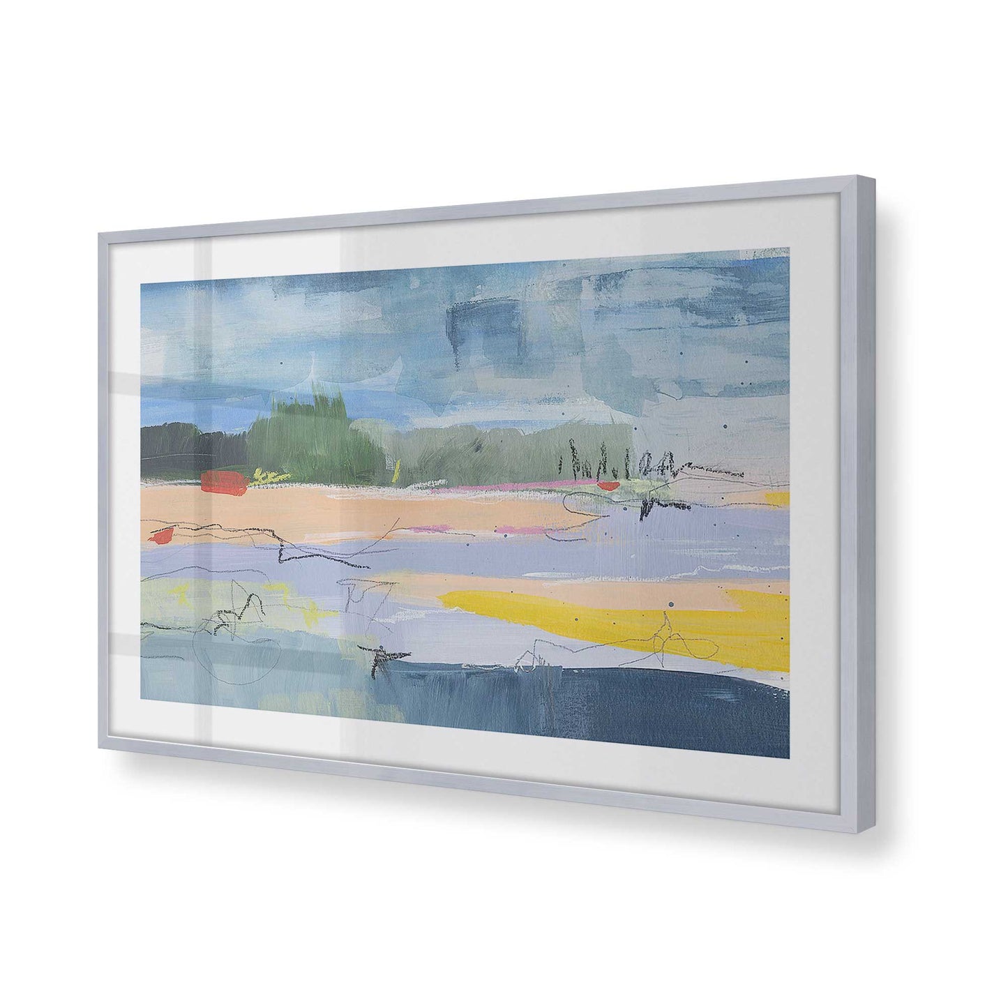 [Color:Polished Chrome], Picture of art in a Polished Chrome frame at an angle