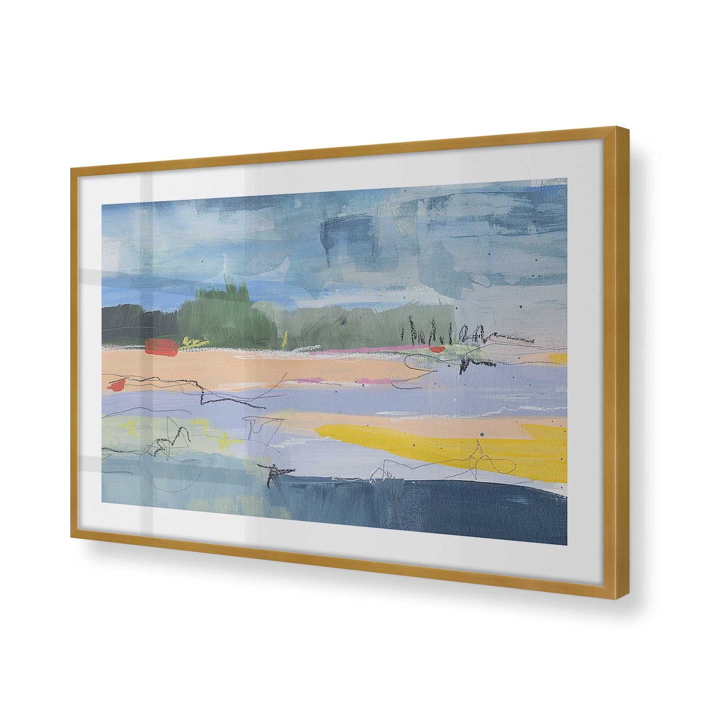 [Color:Polished Gold], Picture of art in a Polished Gold frame at an angle