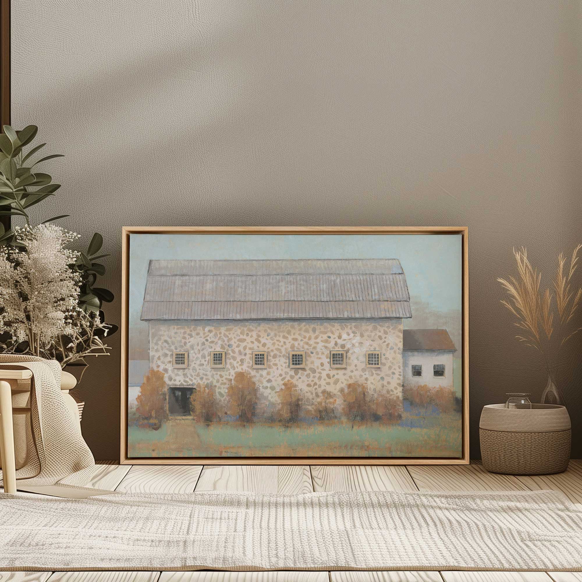 farmstead memories v2 print in maple floater frame