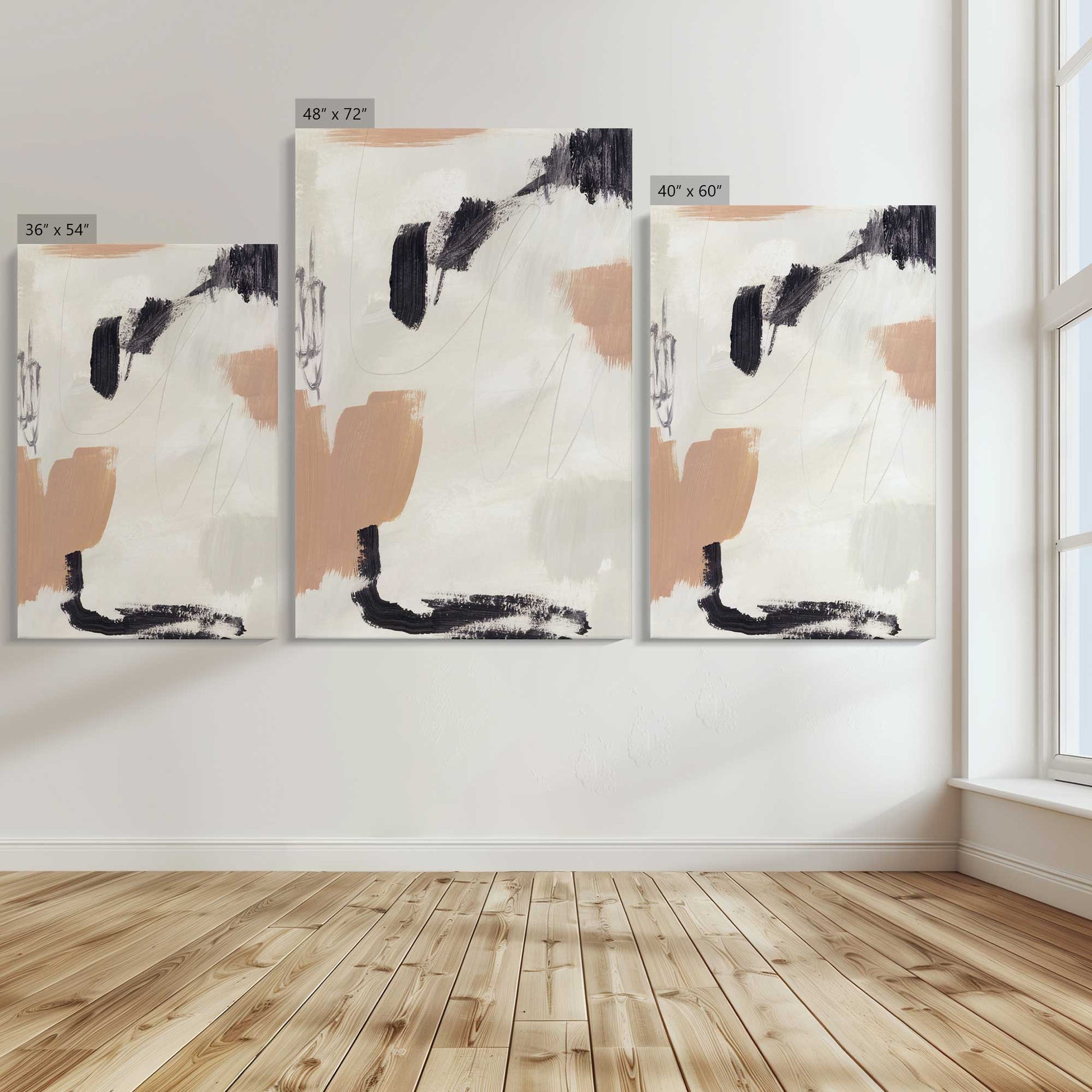 [Color:Stretched Canvas], Image showing the size comparisons
