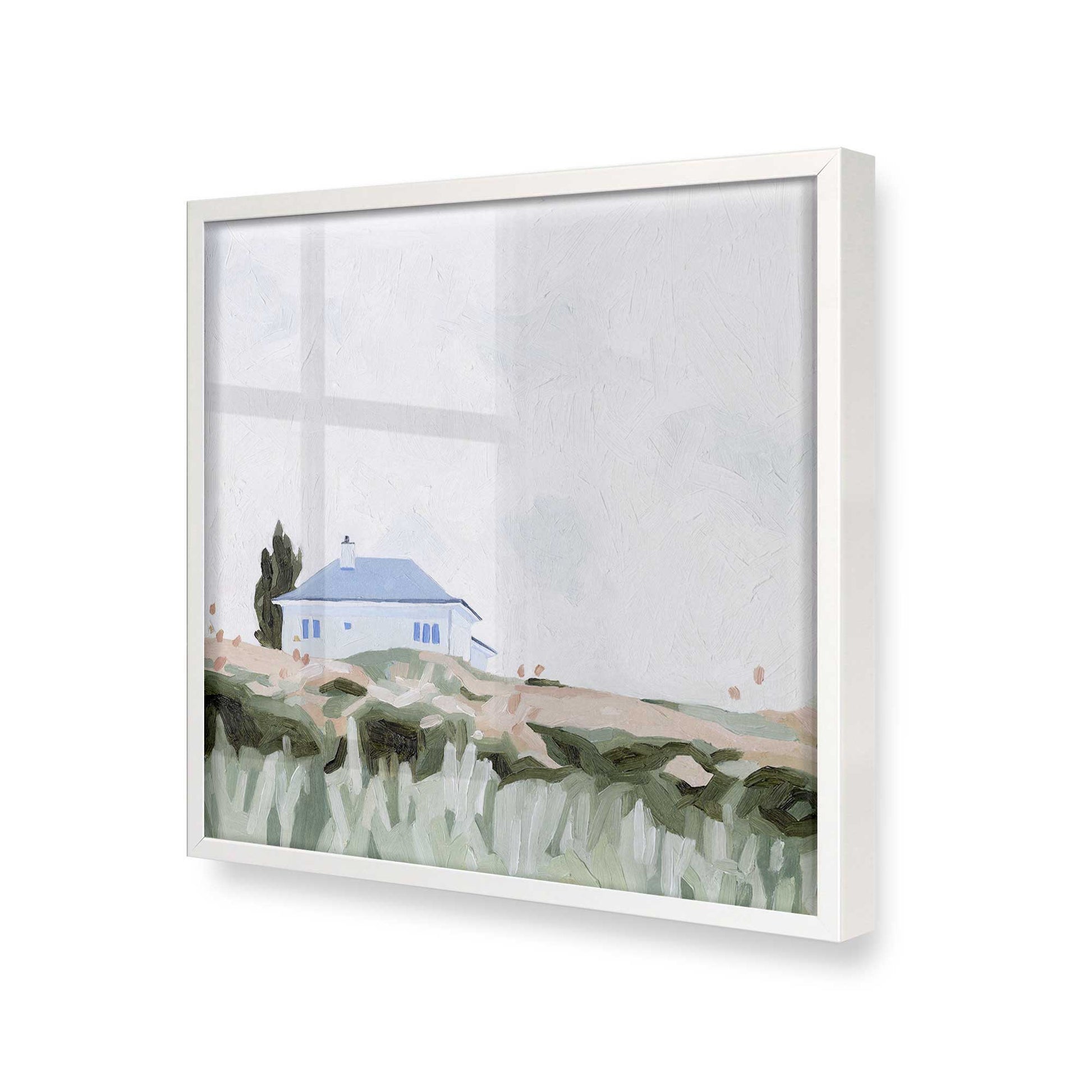 [Color:Opaque White], Picture of art in a Opaque White frame at an angle