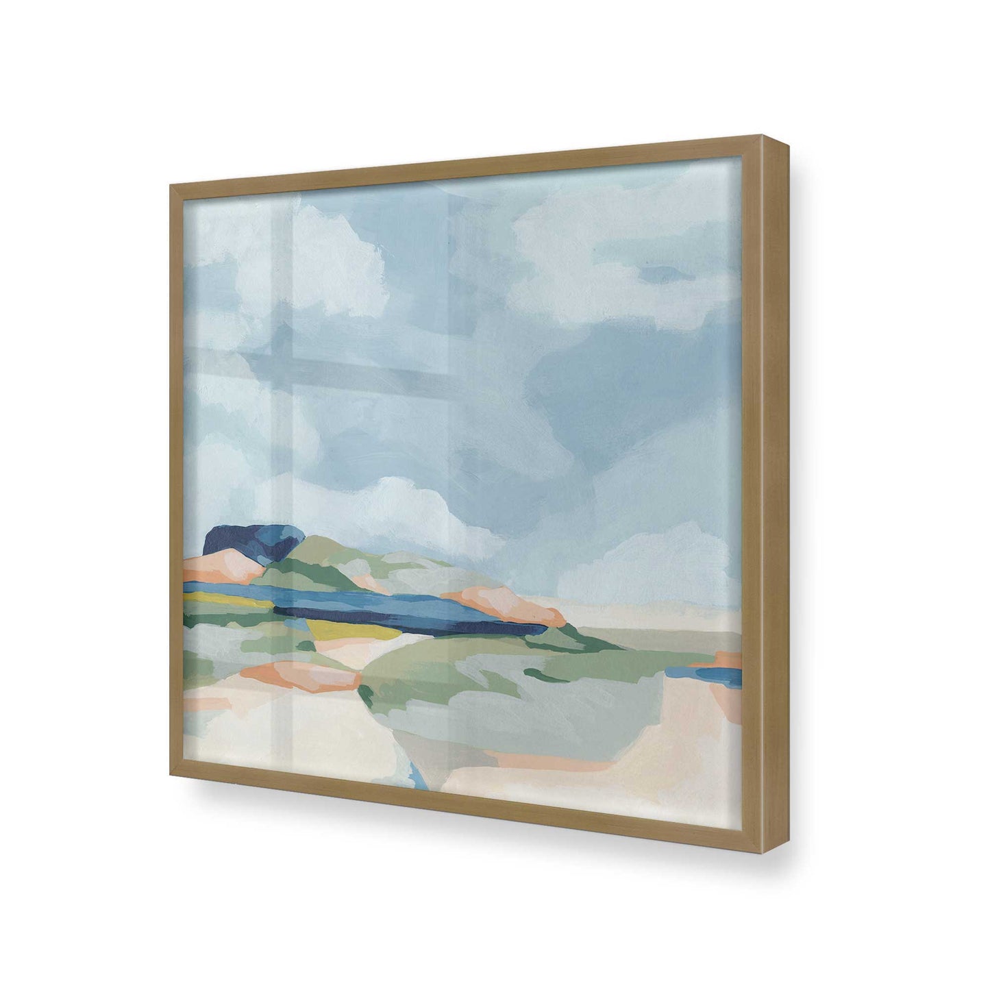 [Color:Brushed Gold], Picture of art in a Brushed Gold frame at an angle