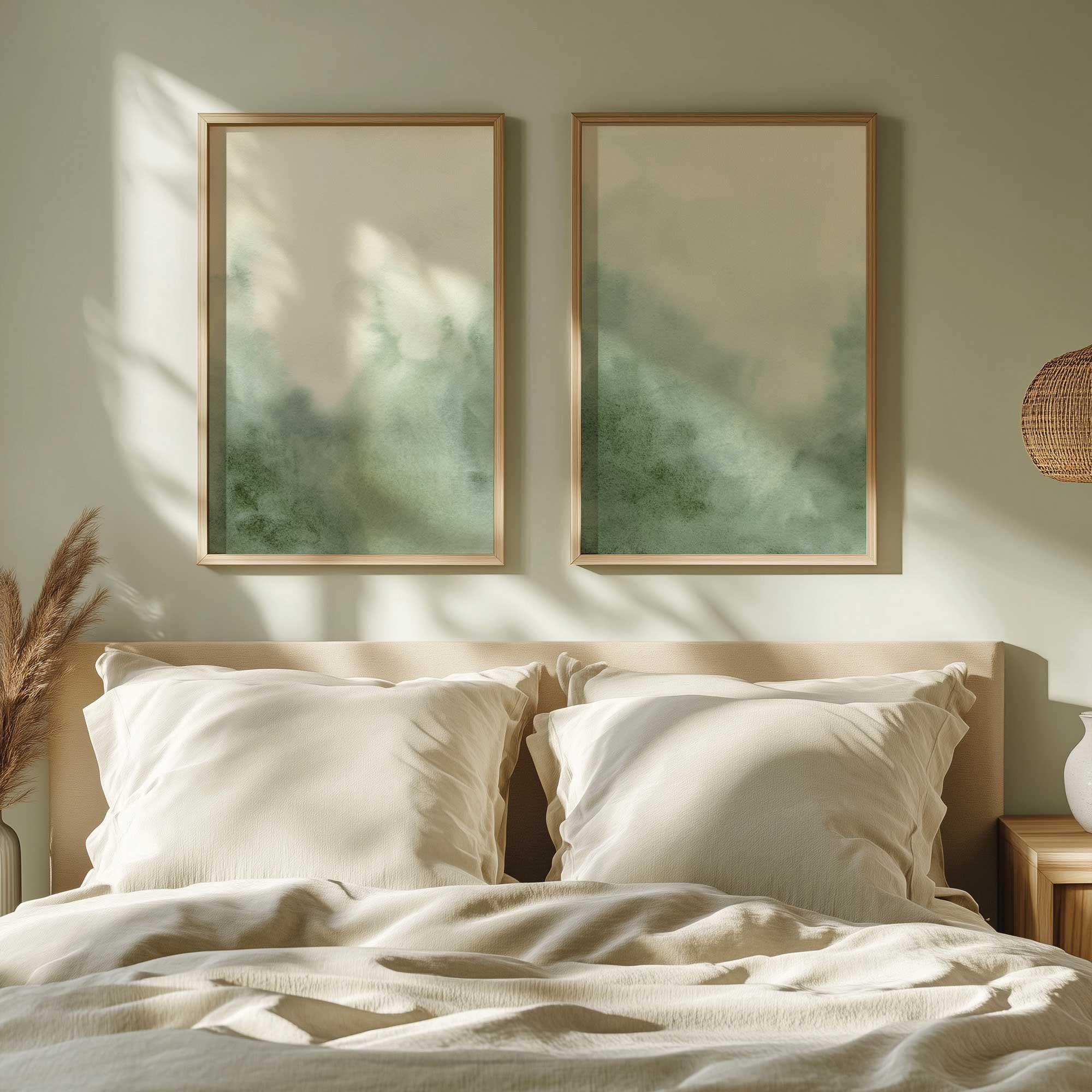 muted forest shadows set of 2 framed prints