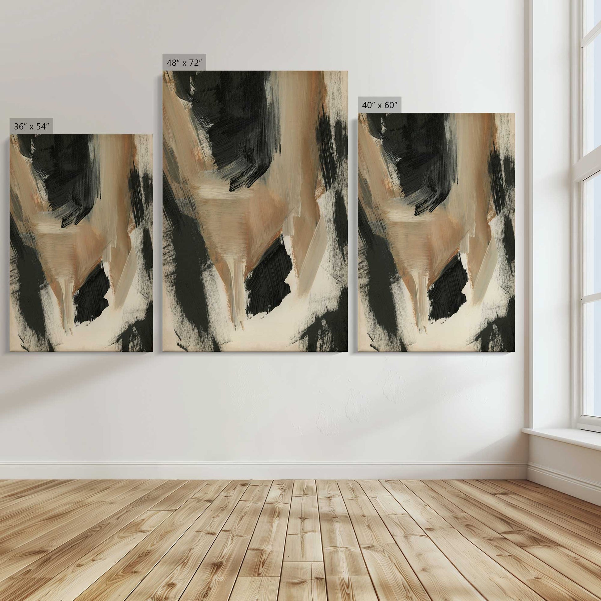 [Color:Stretched Canvas], Image showing the size comparisons