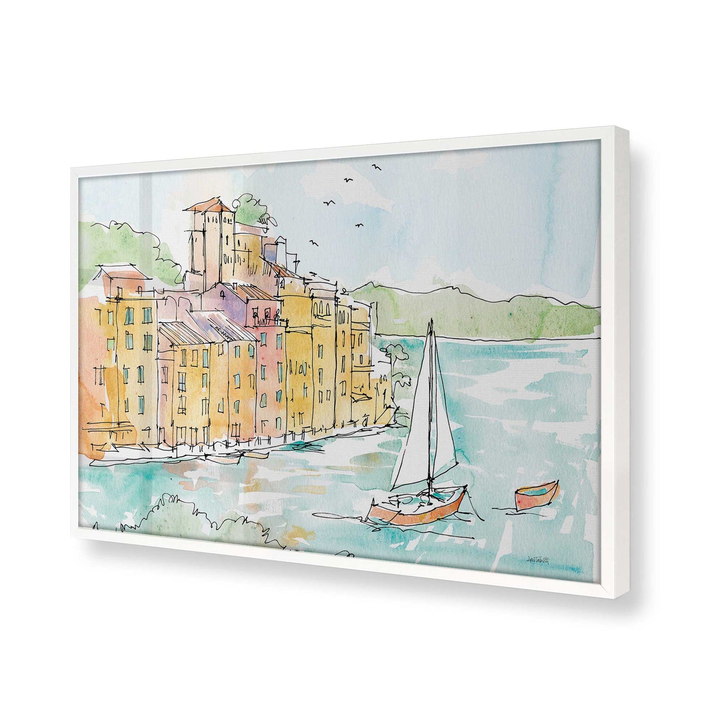 [Color:Opaque White], Picture of art in a Opaque White frame at an angle