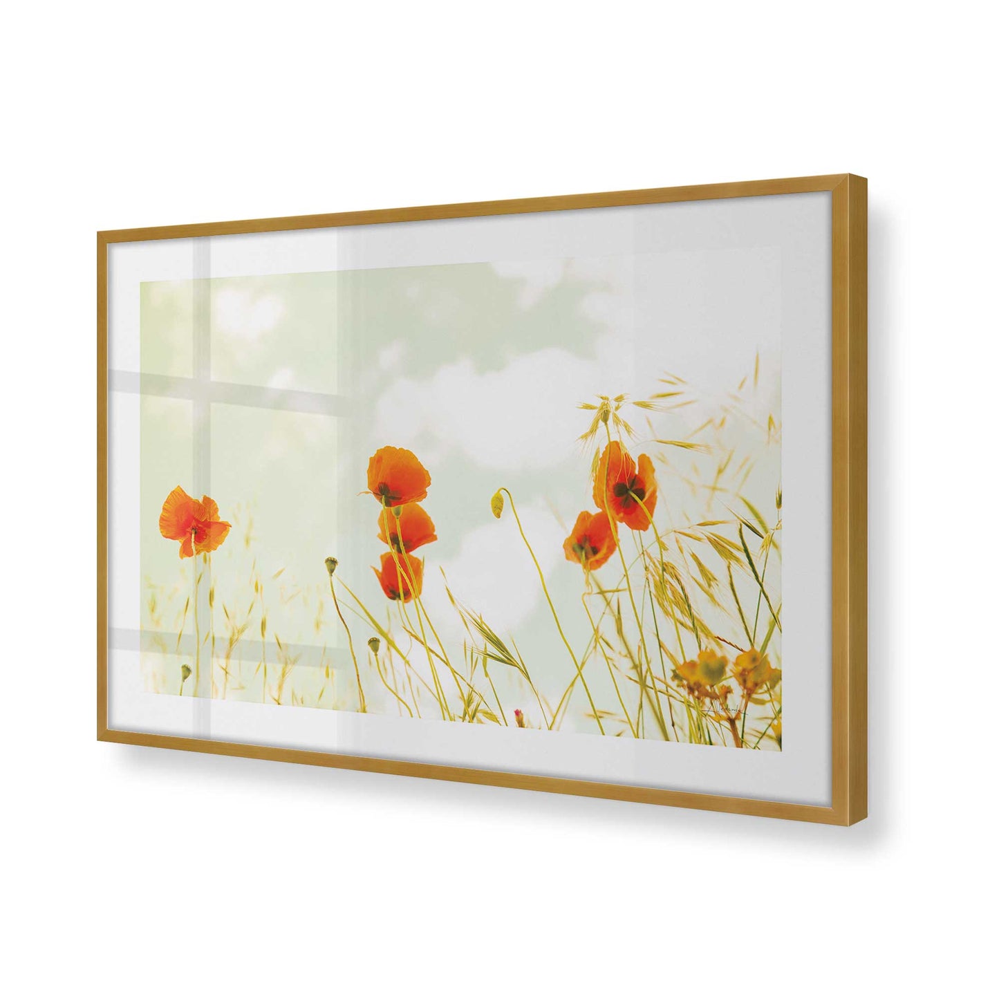 [Color:Polished Gold], Picture of art in a Polished Gold frame at an angle