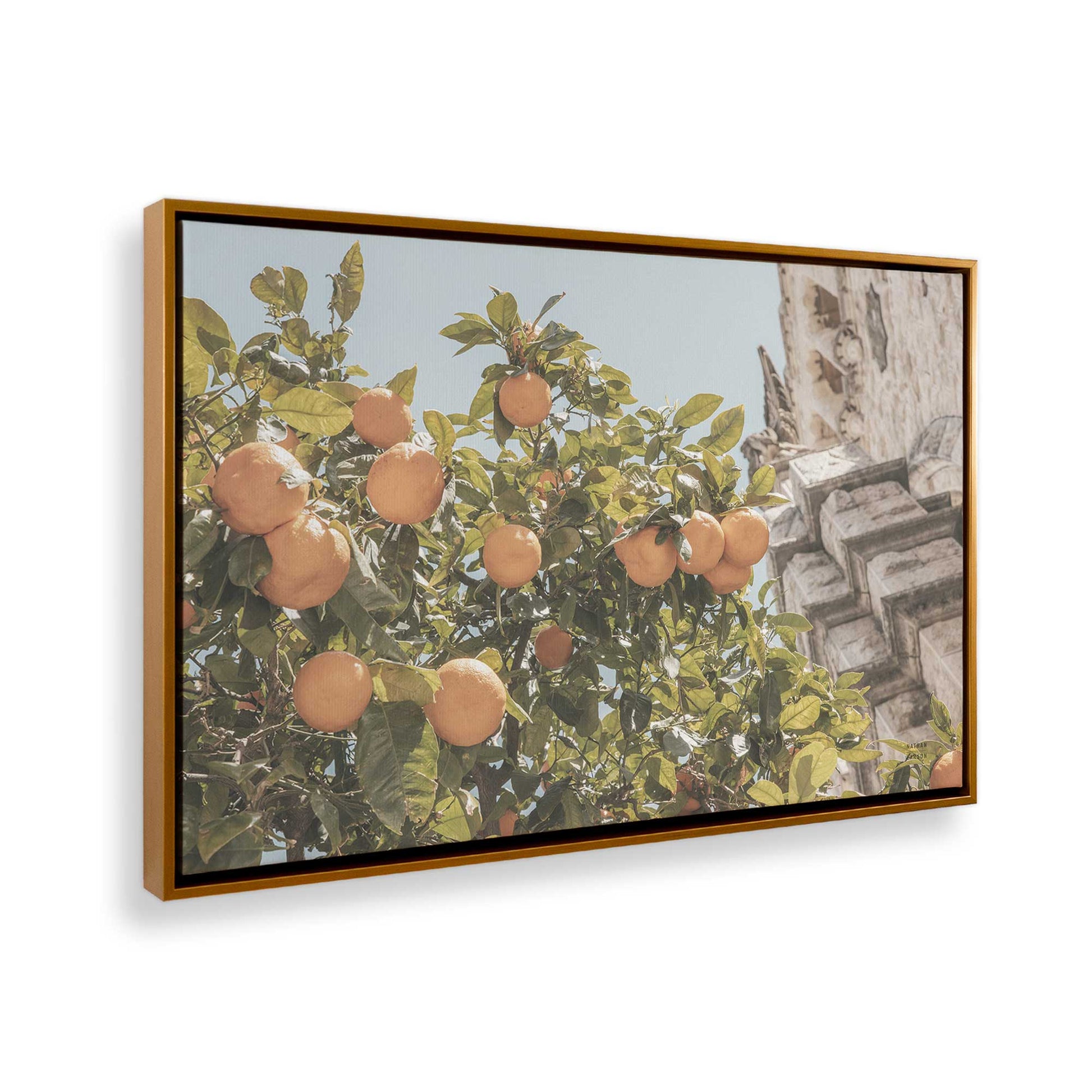 [Color:Polished Gold], Picture of art in a Polished Gold frame at an angle