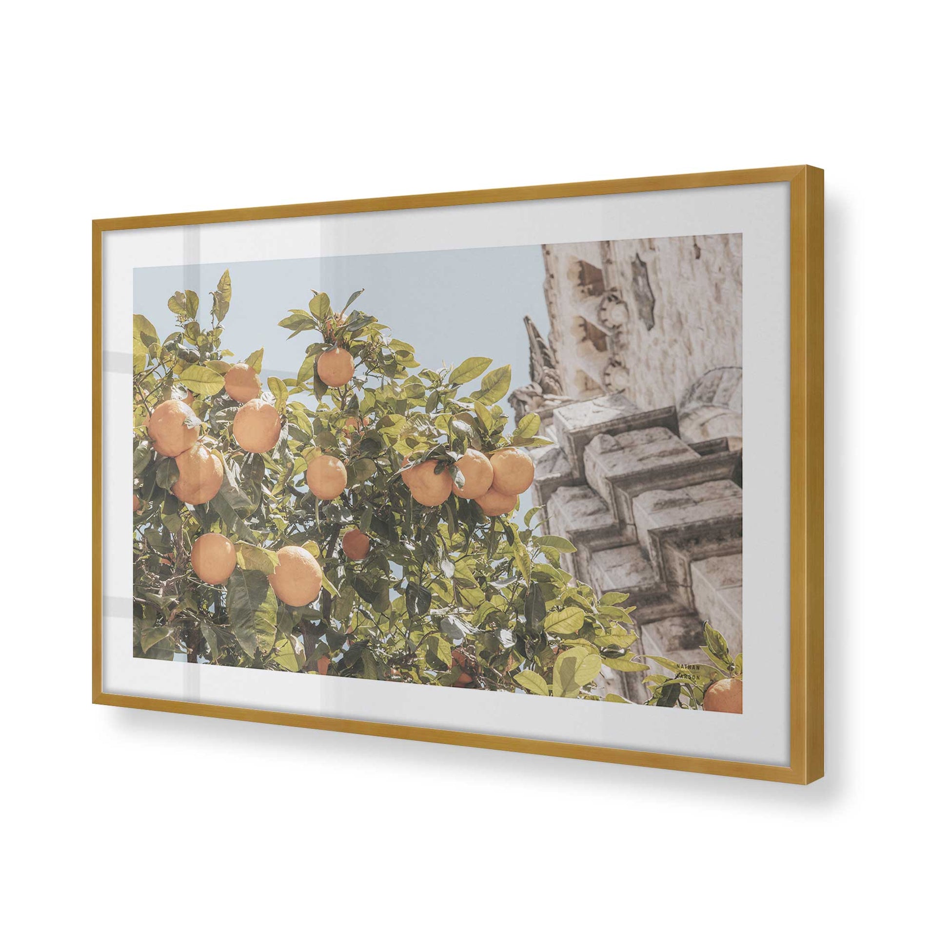 [Color:Polished Gold], Picture of art in a Polished Gold frame at an angle