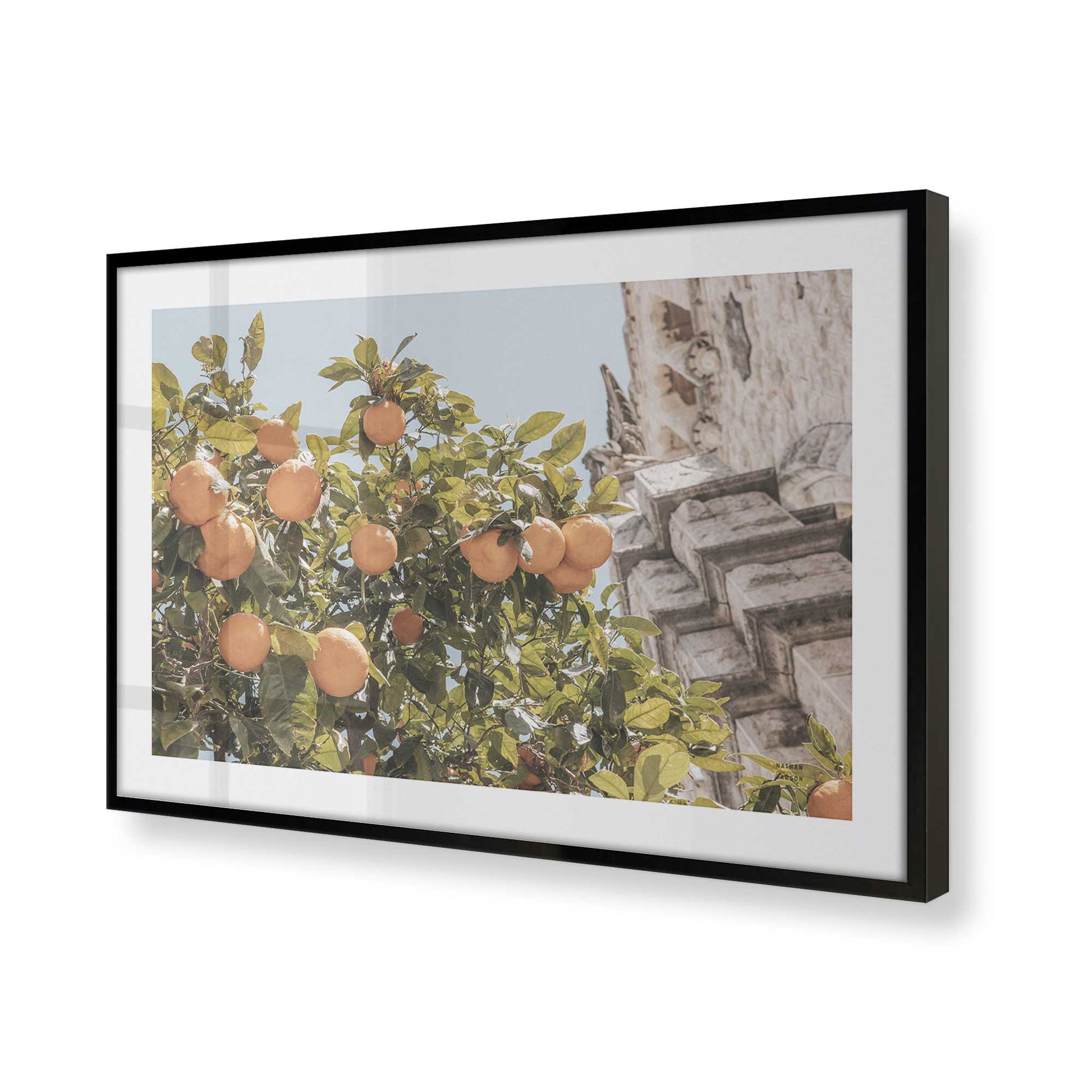 [Color:Satin Black], Picture of art in a Satin Black frame at an angle