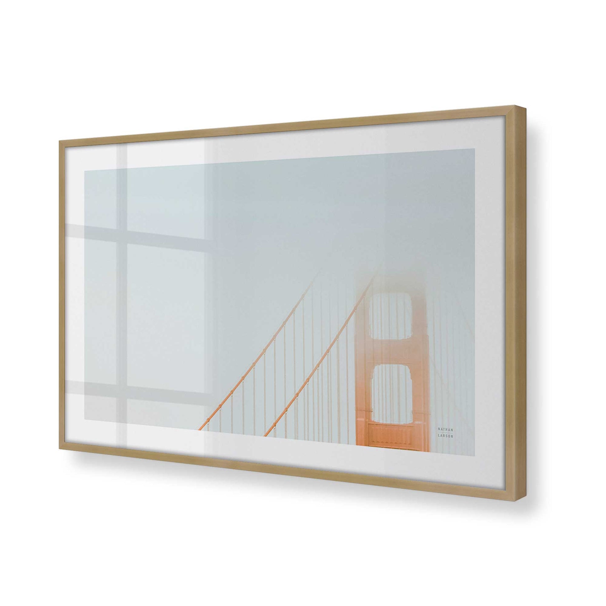 [Color:Brushed Gold], Picture of art in a Brushed Gold frame at an angle