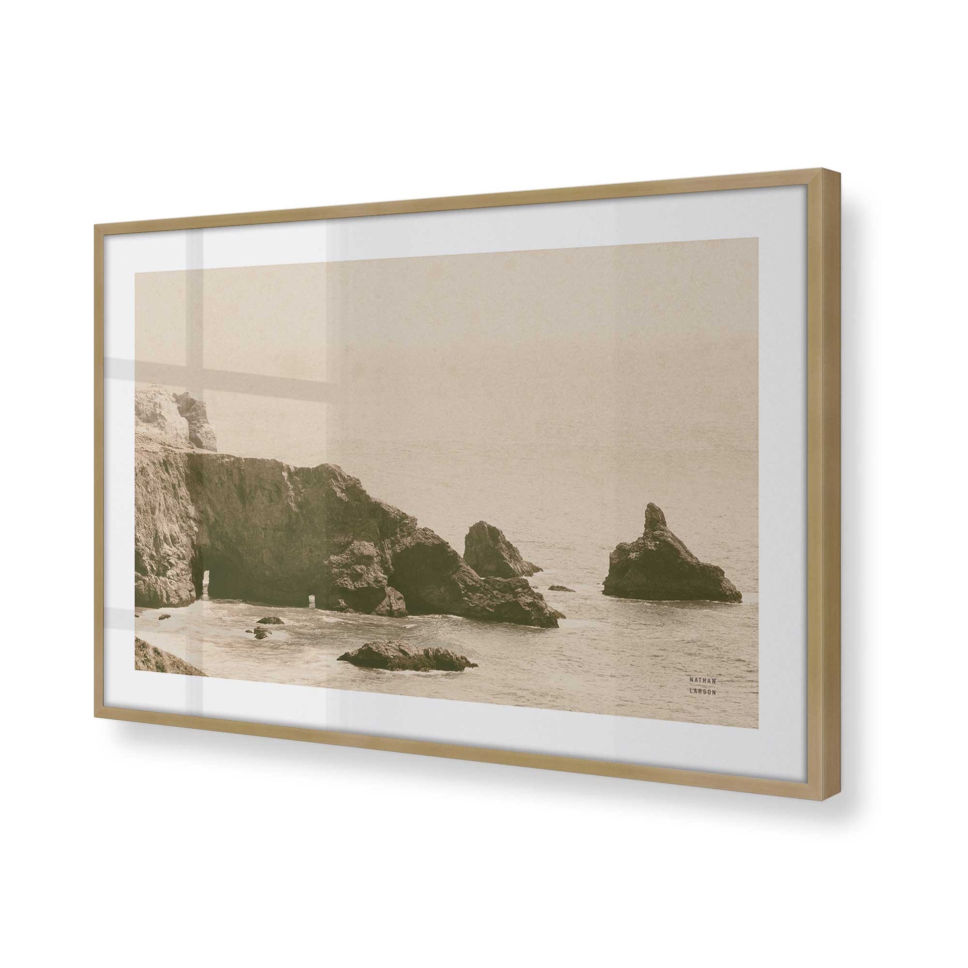 [Color:Brushed Gold], Picture of art in a Brushed Gold frame at an angle