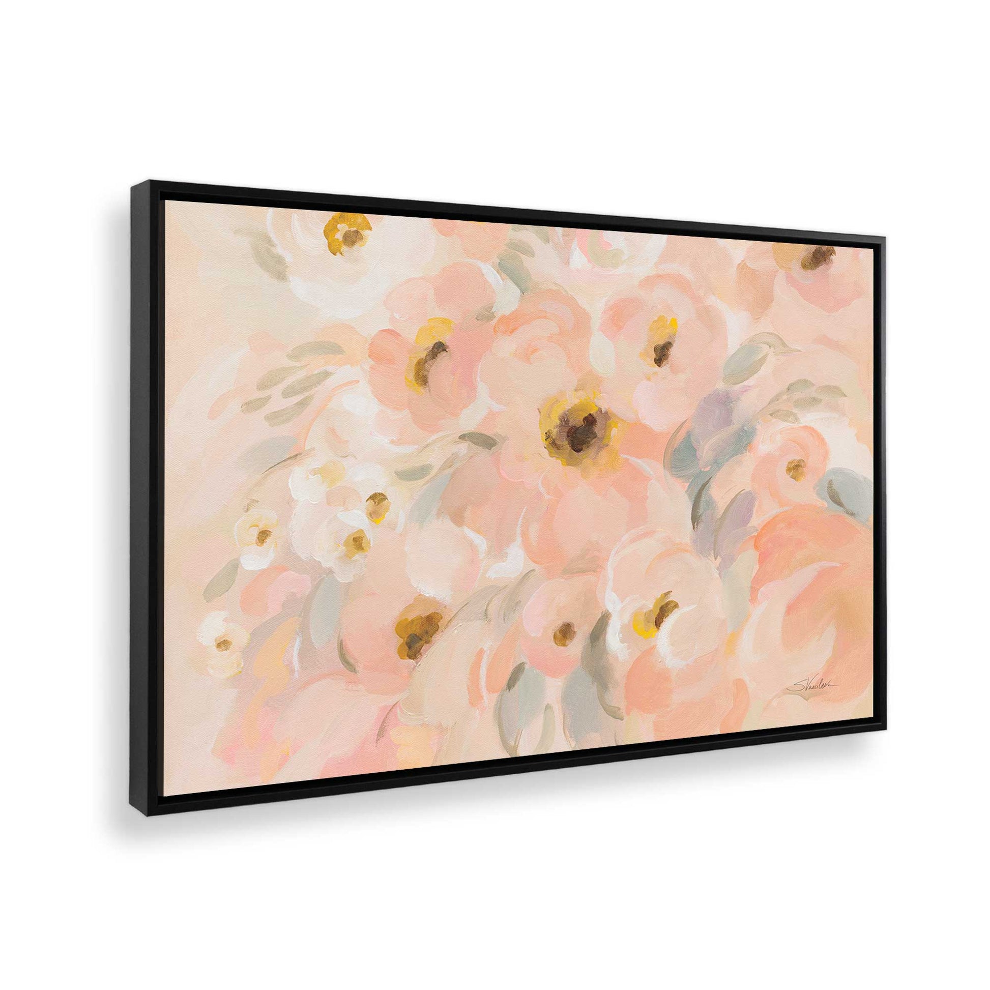 [Color:Satin Black], Picture of art in a Satin Black frame at an angle