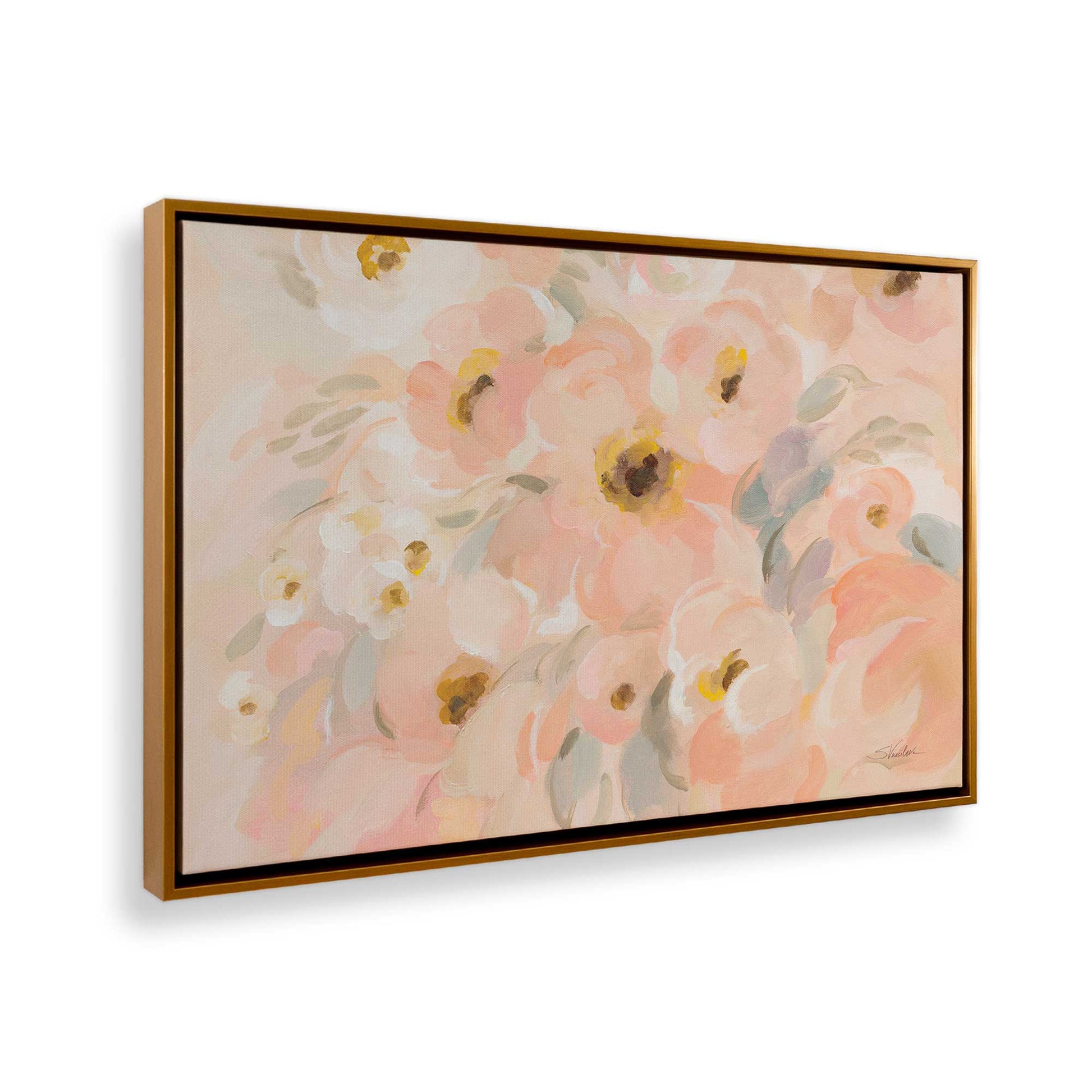 [Color:Polished Gold], Picture of art in a Polished Gold frame at an angle