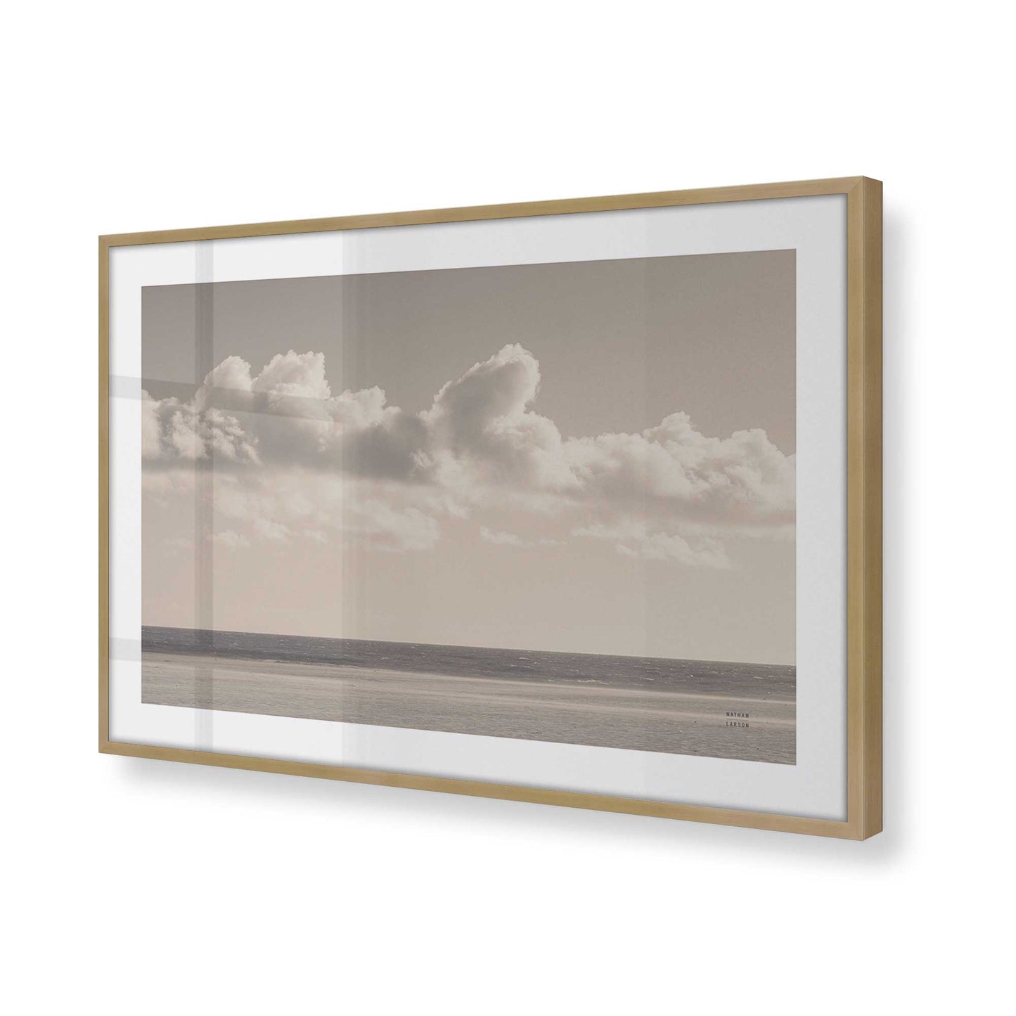 [Color:Brushed Gold], Picture of art in a Brushed Gold frame at an angle