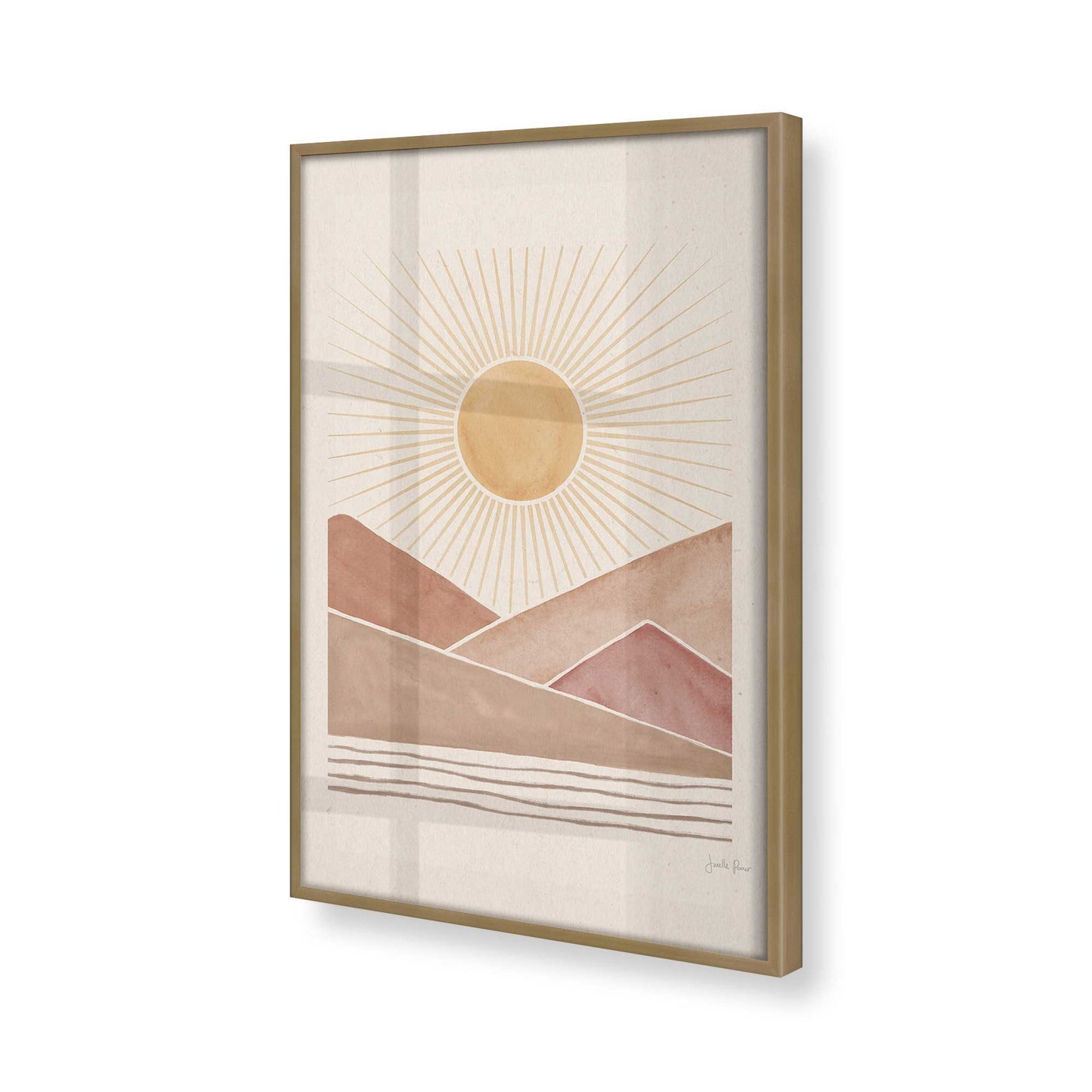 [Color:Brushed Gold], Picture of art in a Brushed Gold frame at an angle