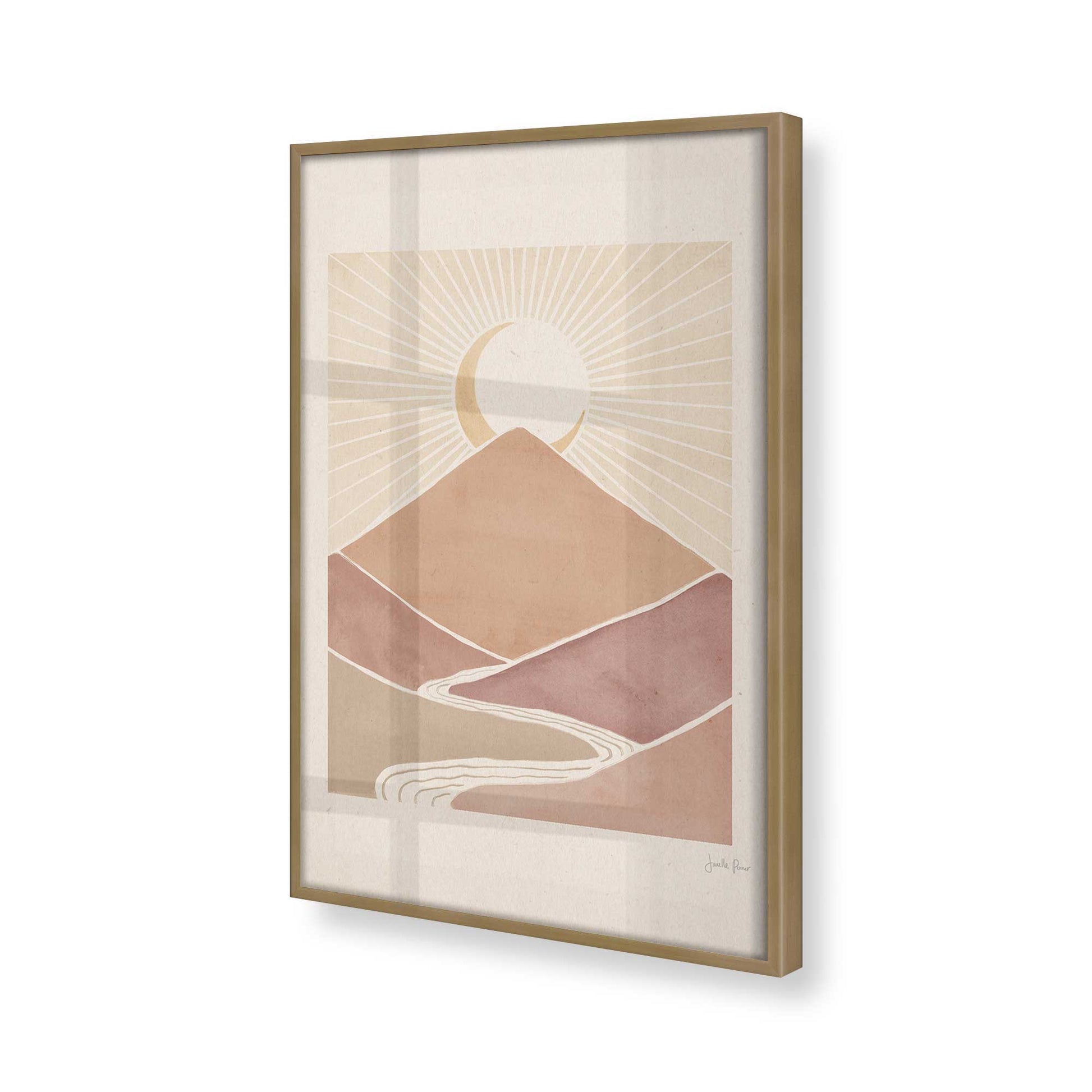 [Color:Brushed Gold], Picture of art in a Brushed Gold frame at an angle