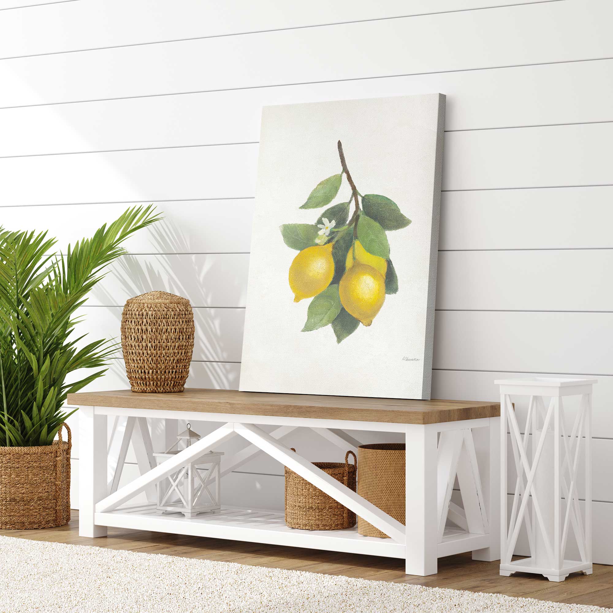 lemon harvest II canvas print in a kitchen