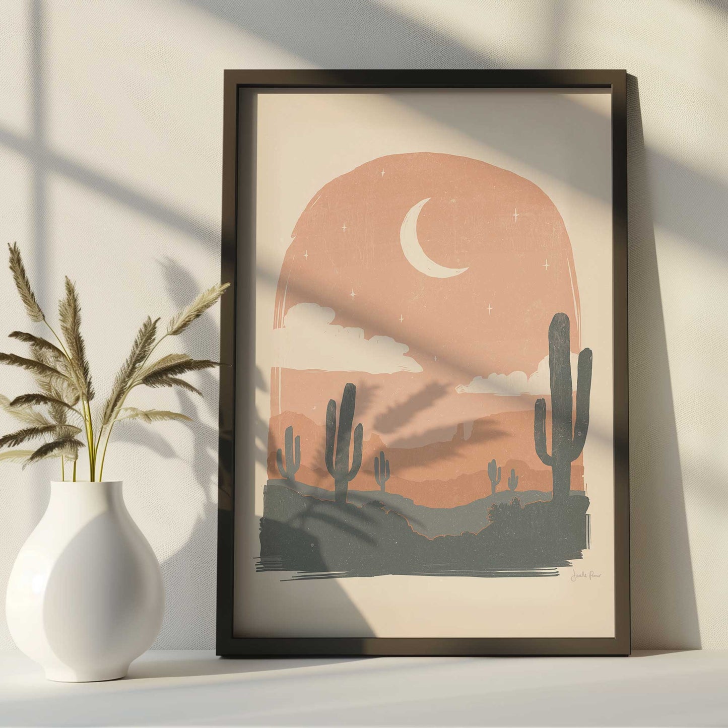 art print framed and in a home