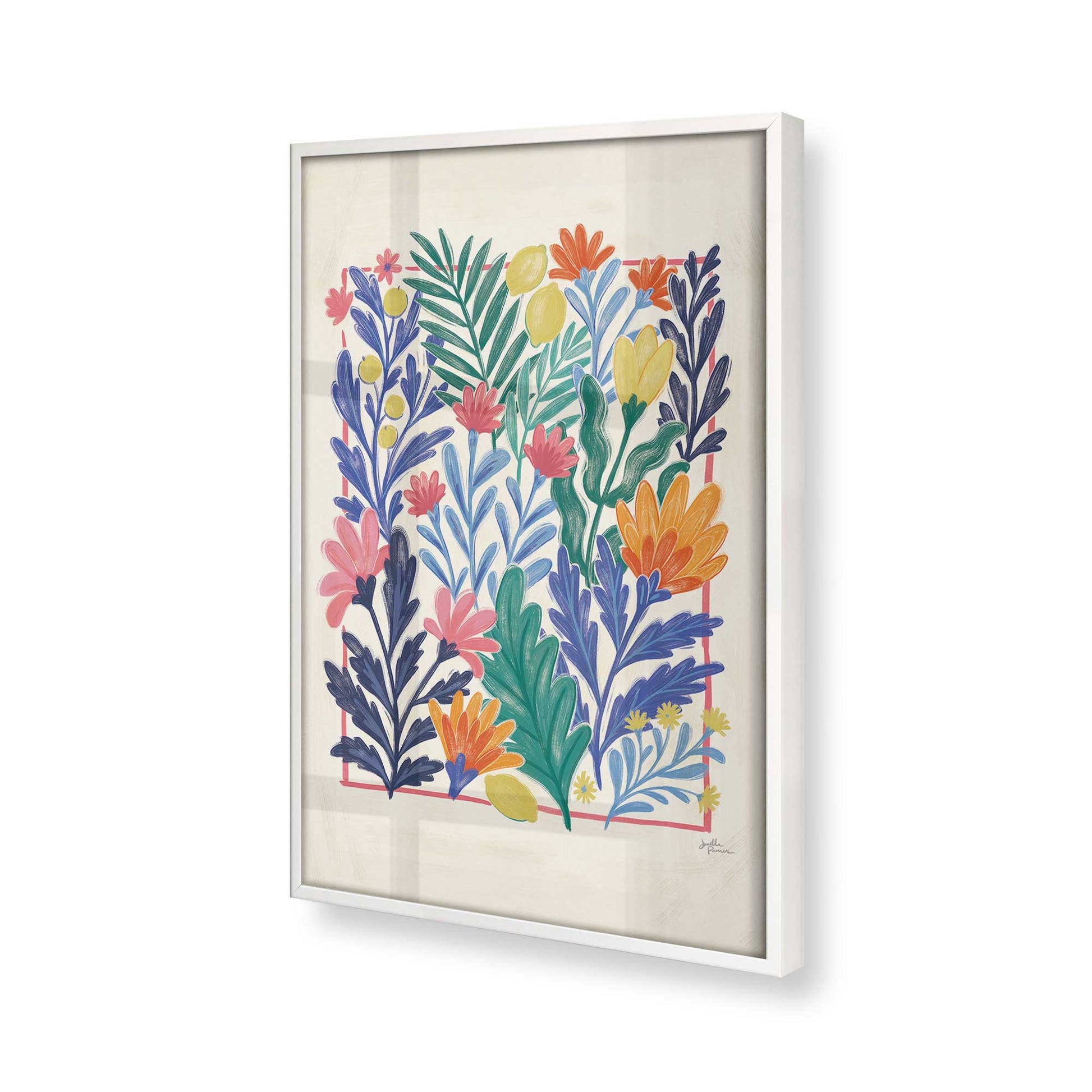 [Color:Opaque White], Picture of art in a Opaque White frame at an angle