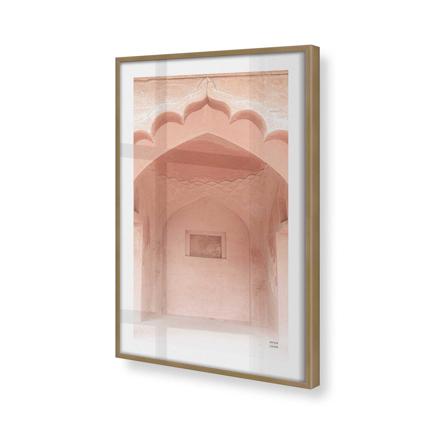 [Color:Brushed Gold], Picture of art in a Brushed Gold frame at an angle