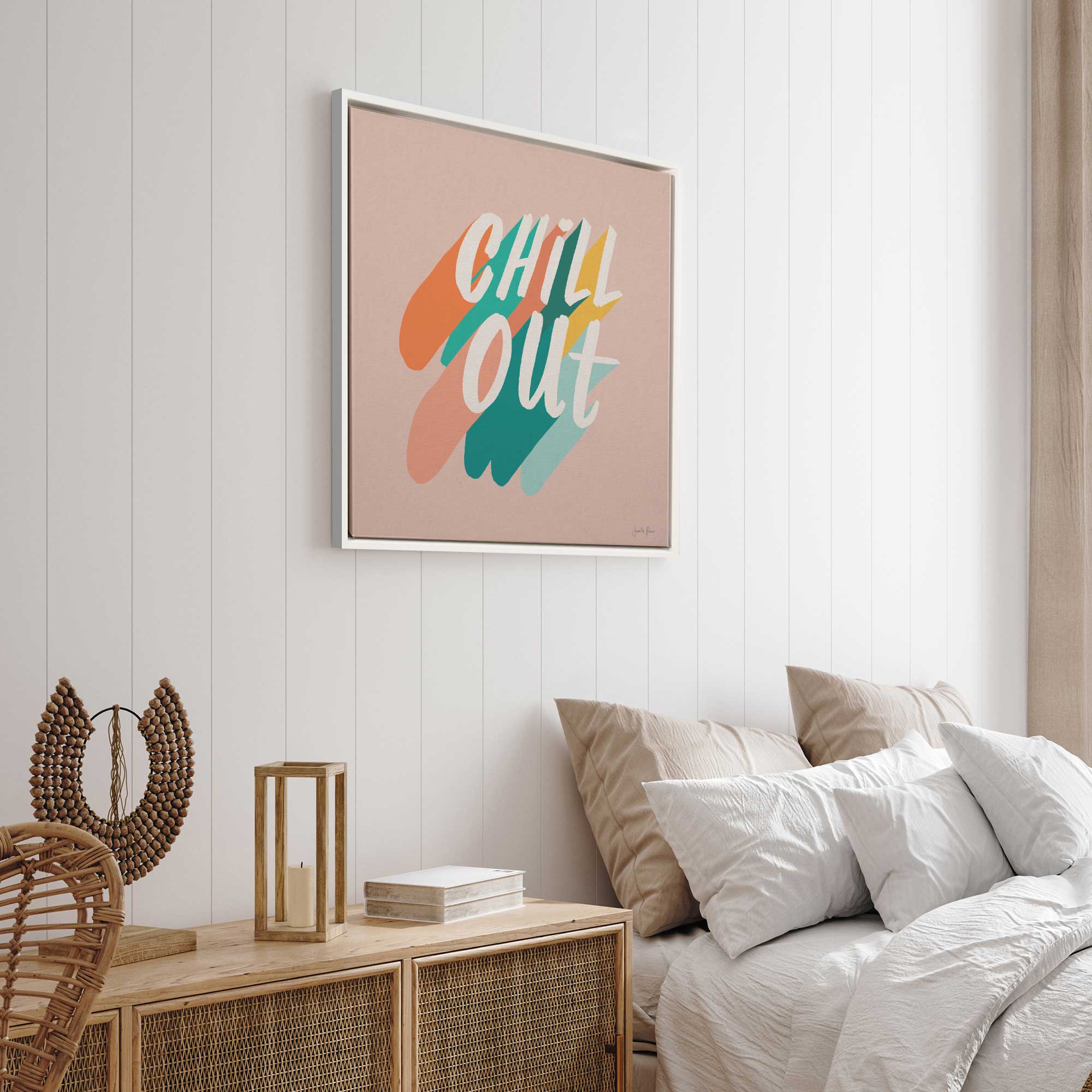 chill out retro canvas print hanging in bedroom