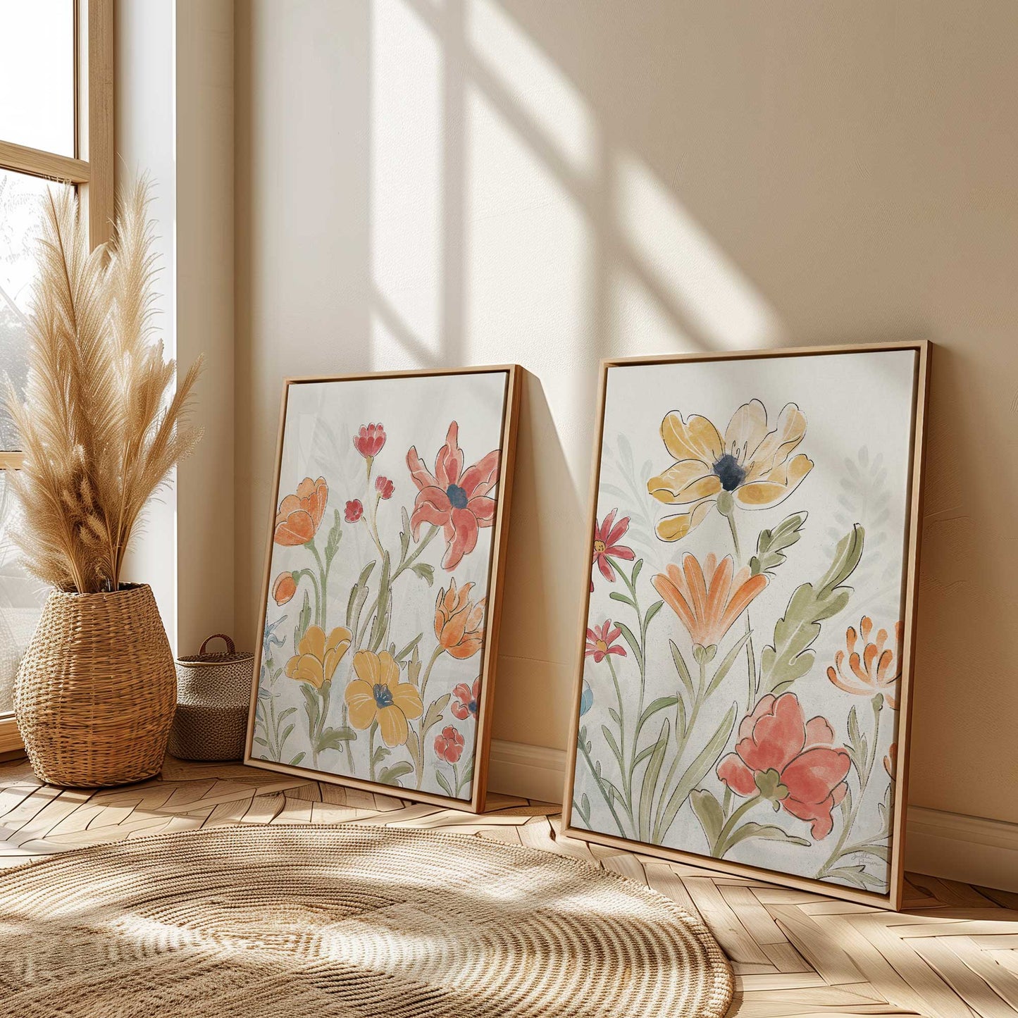 Garden Melody in Bloom Duo, Set of 2 Print on Canvas