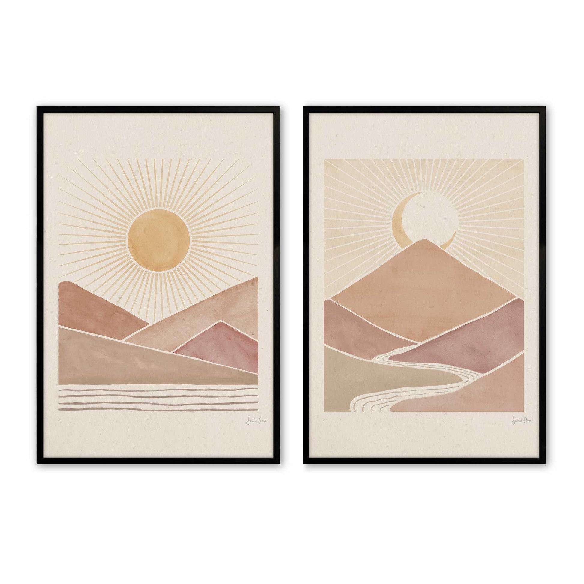 Desert Sunrise and Sunset Set of 2 Pr...