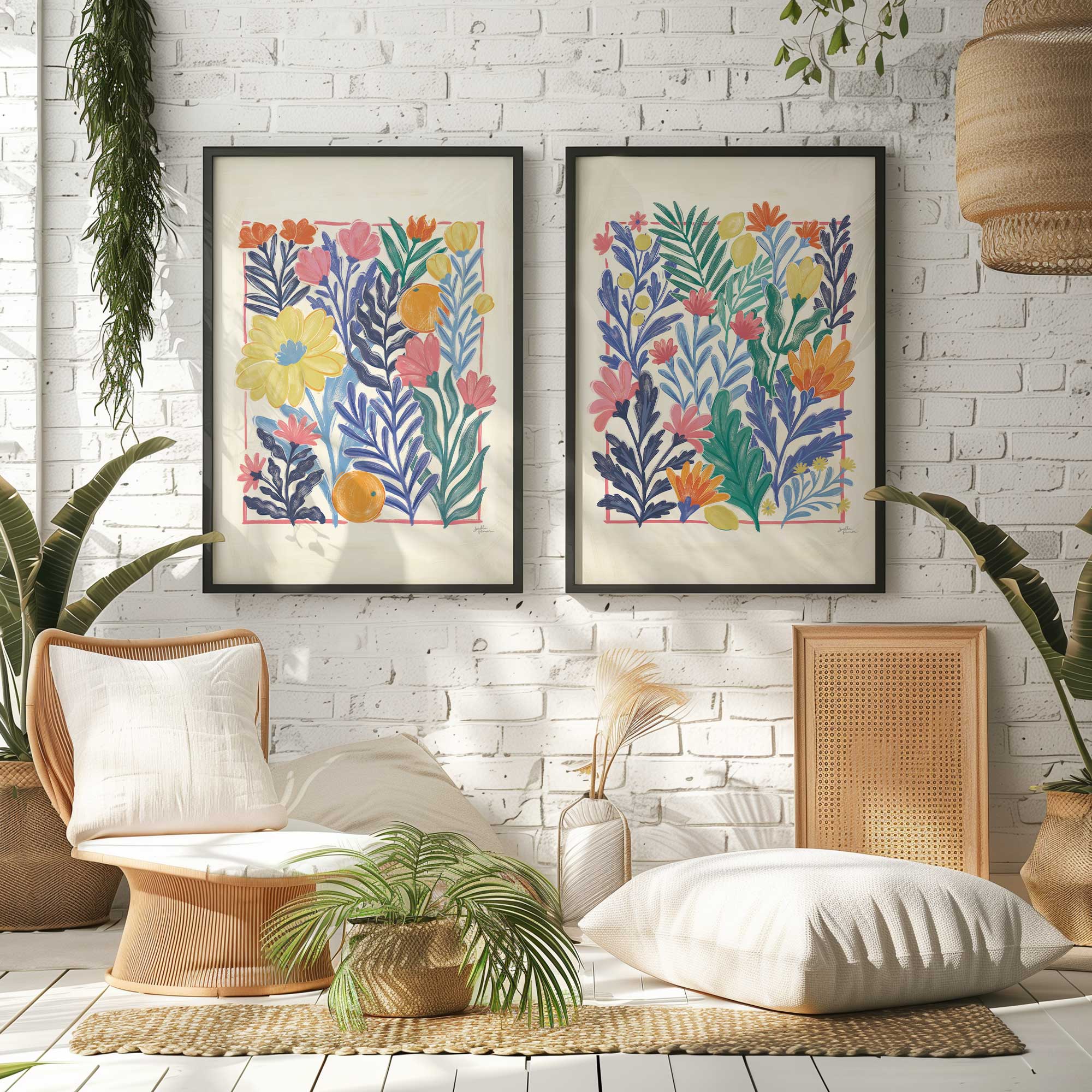 tropical floral delight set of 2 on wall