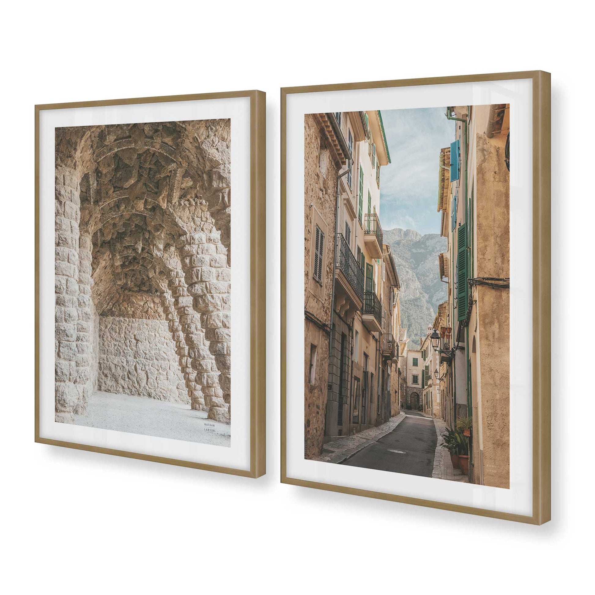 [Color:Brushed Gold] Picture of art in a Brushed Gold frame at an angle
