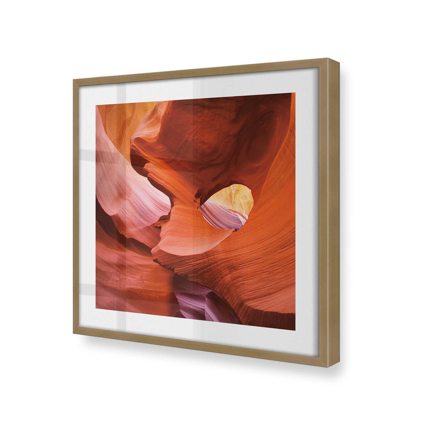 [Color:Brushed Gold], Picture of art in a Brushed Gold frame at an angle