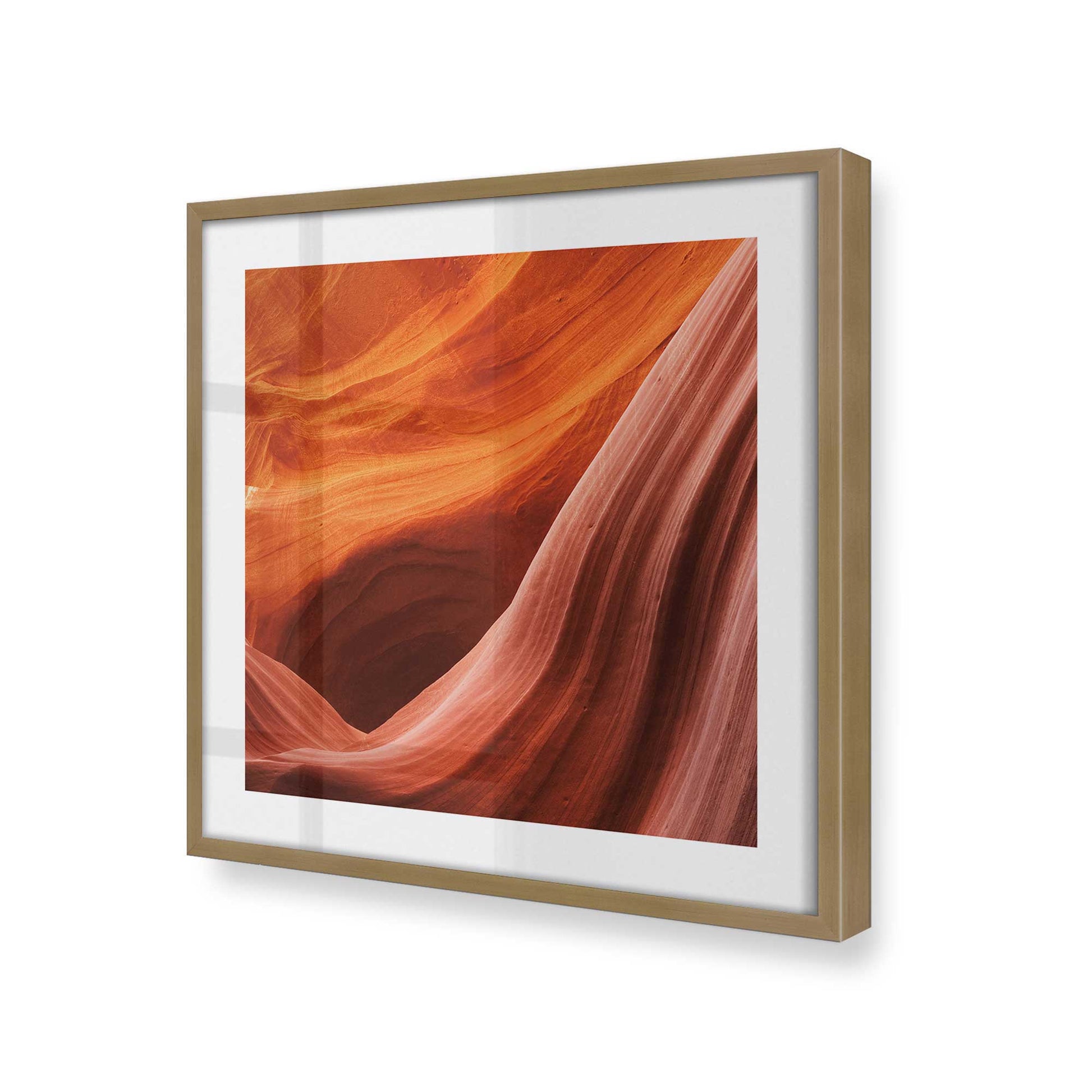 [Color:Brushed Gold], Picture of art in a Brushed Gold frame at an angle