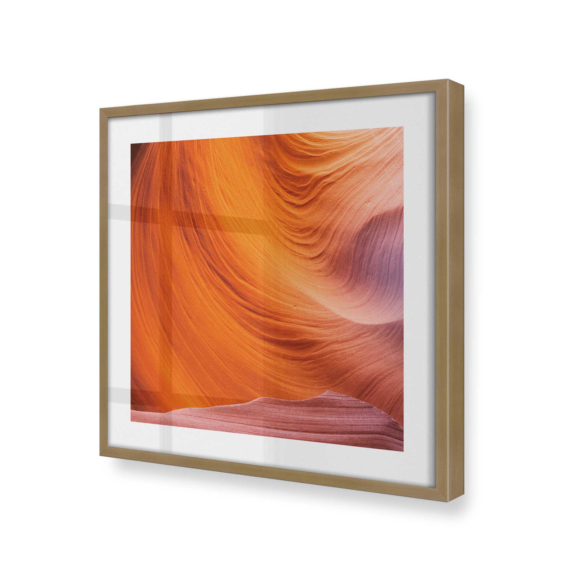 [Color:Brushed Gold], Picture of art in a Brushed Gold frame at an angle