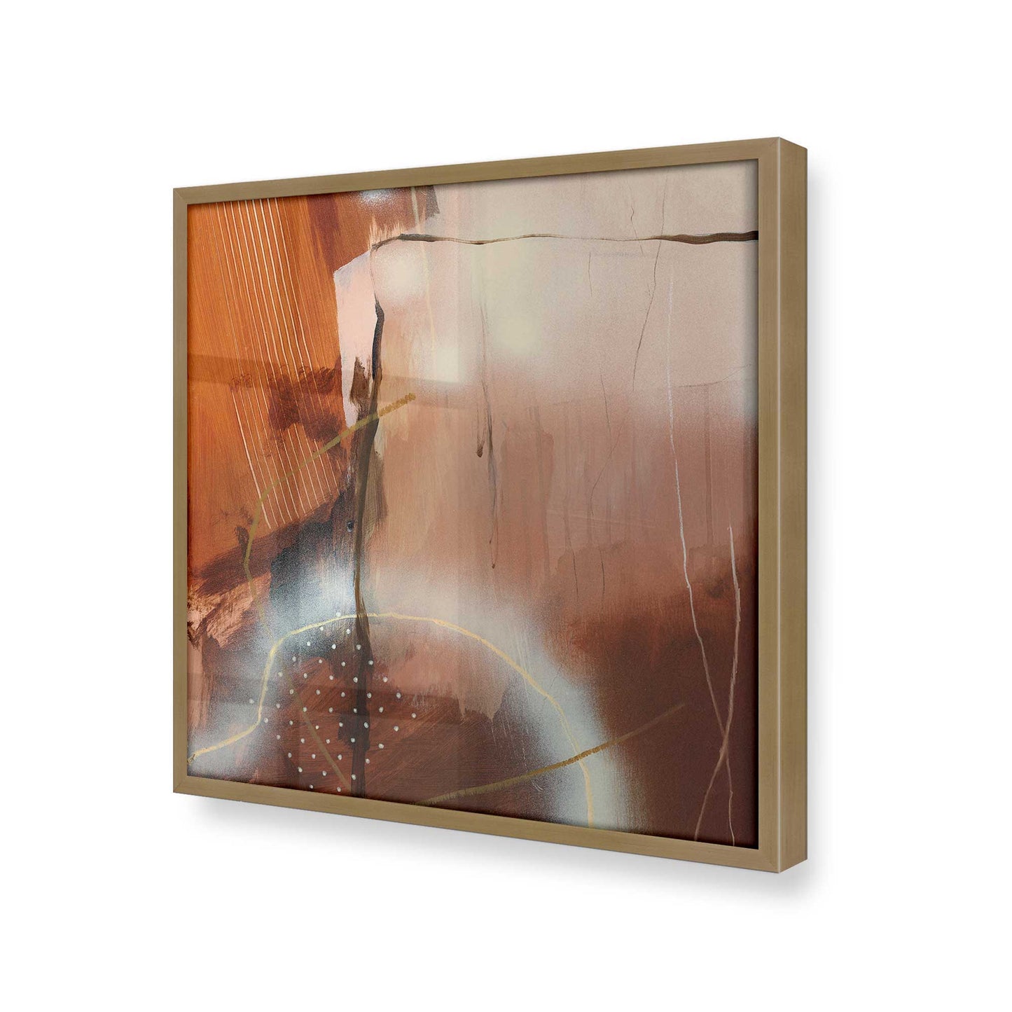 [Color:Brushed Gold], Picture of art in a Brushed Gold frame at an angle