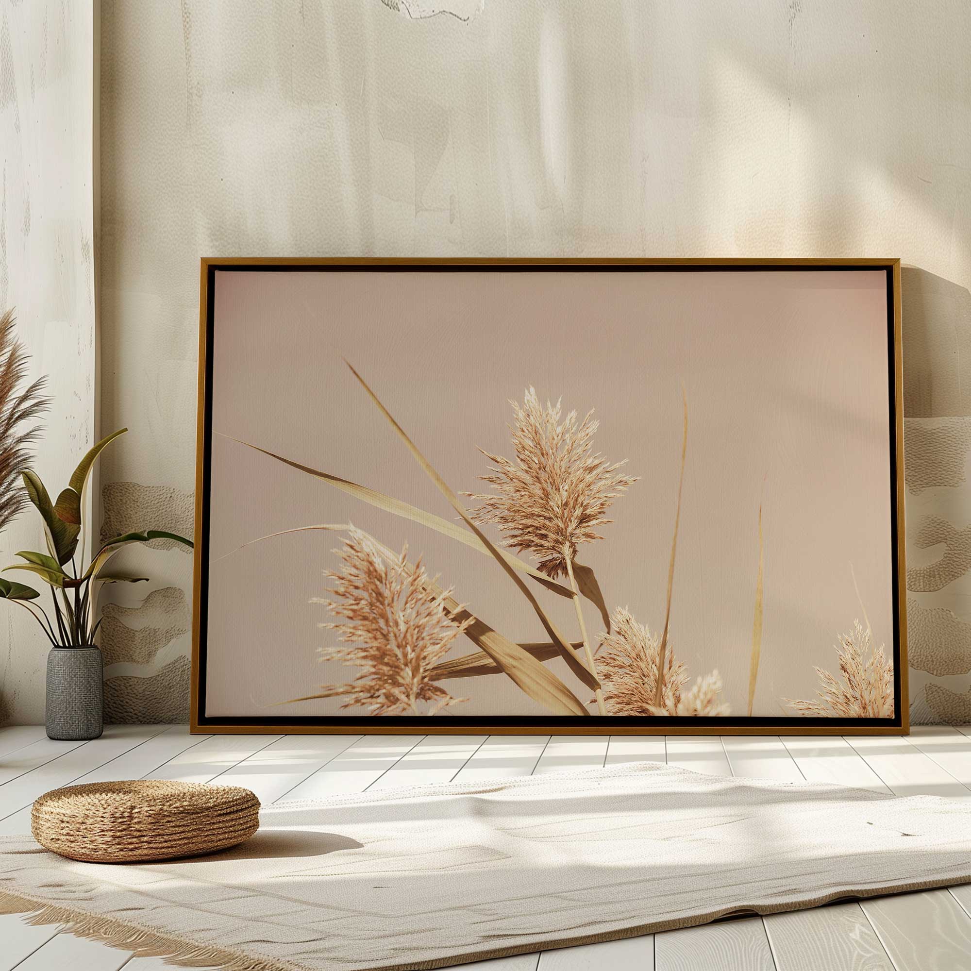 fields of gold print on canvas in an entryway