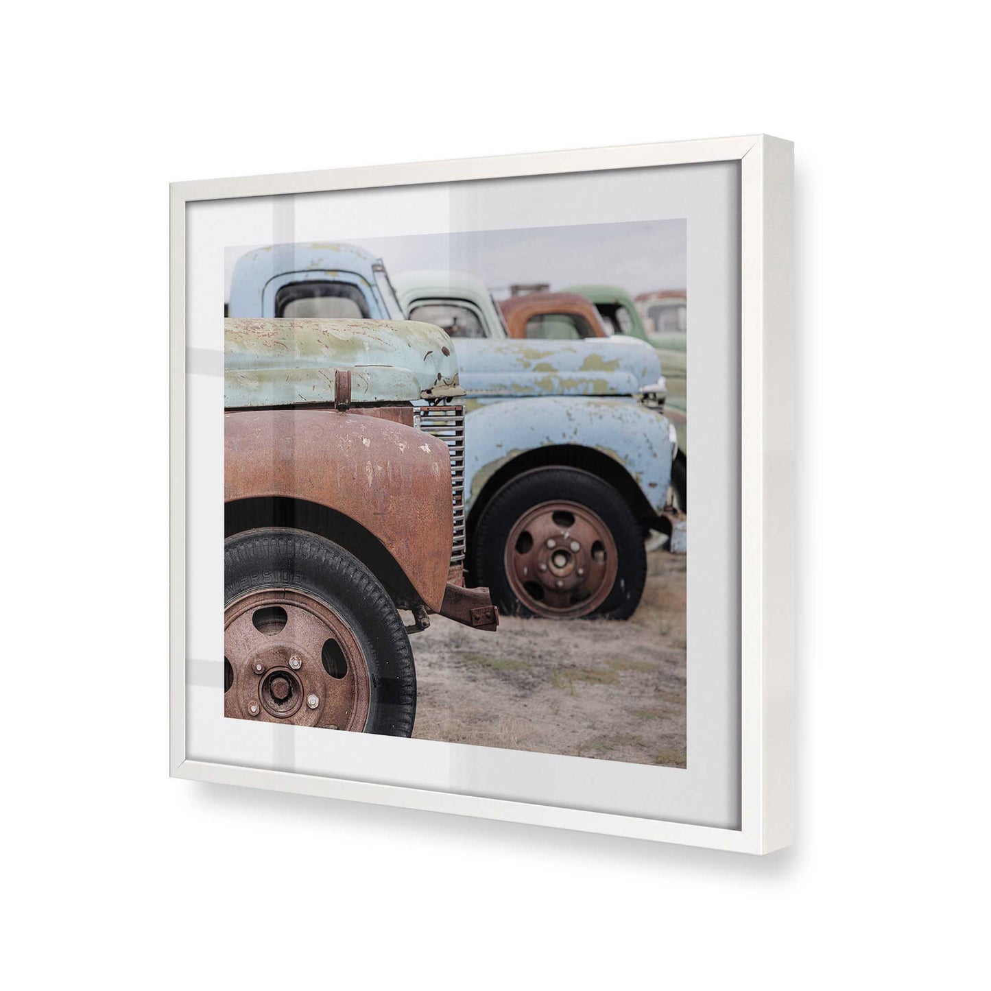 [Color:Opaque White], Picture of art in a Opaque White frame at an angle