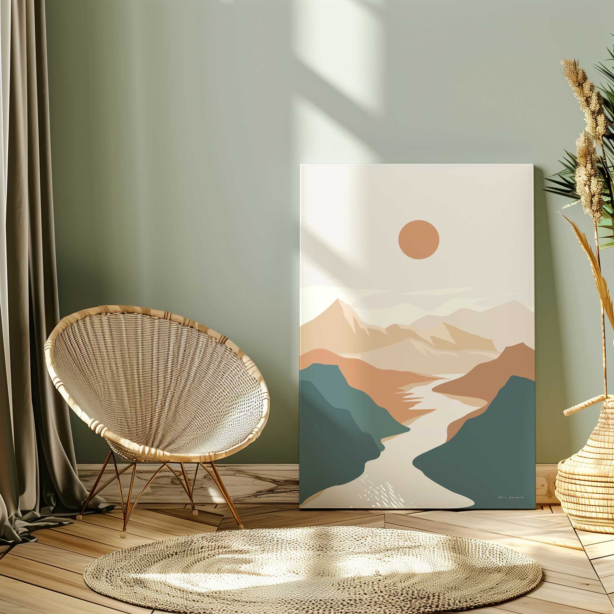 minimalist mountain escape v1 print on canvas