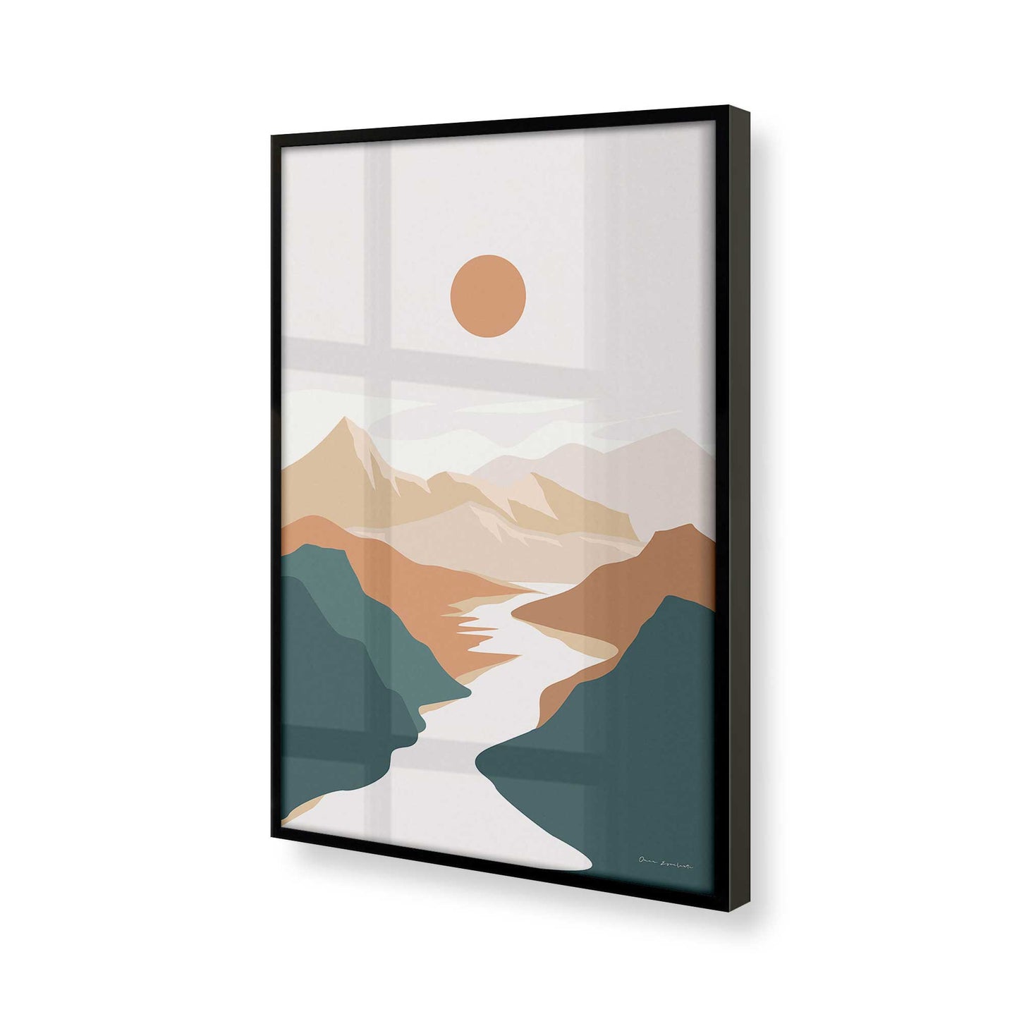 [Color:Satin Black], Picture of art in a Satin Black frame of the corner